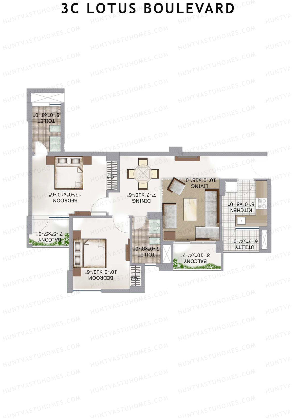 3C Lotus Boulevard Tower 26 Unit 3 Floor Plan