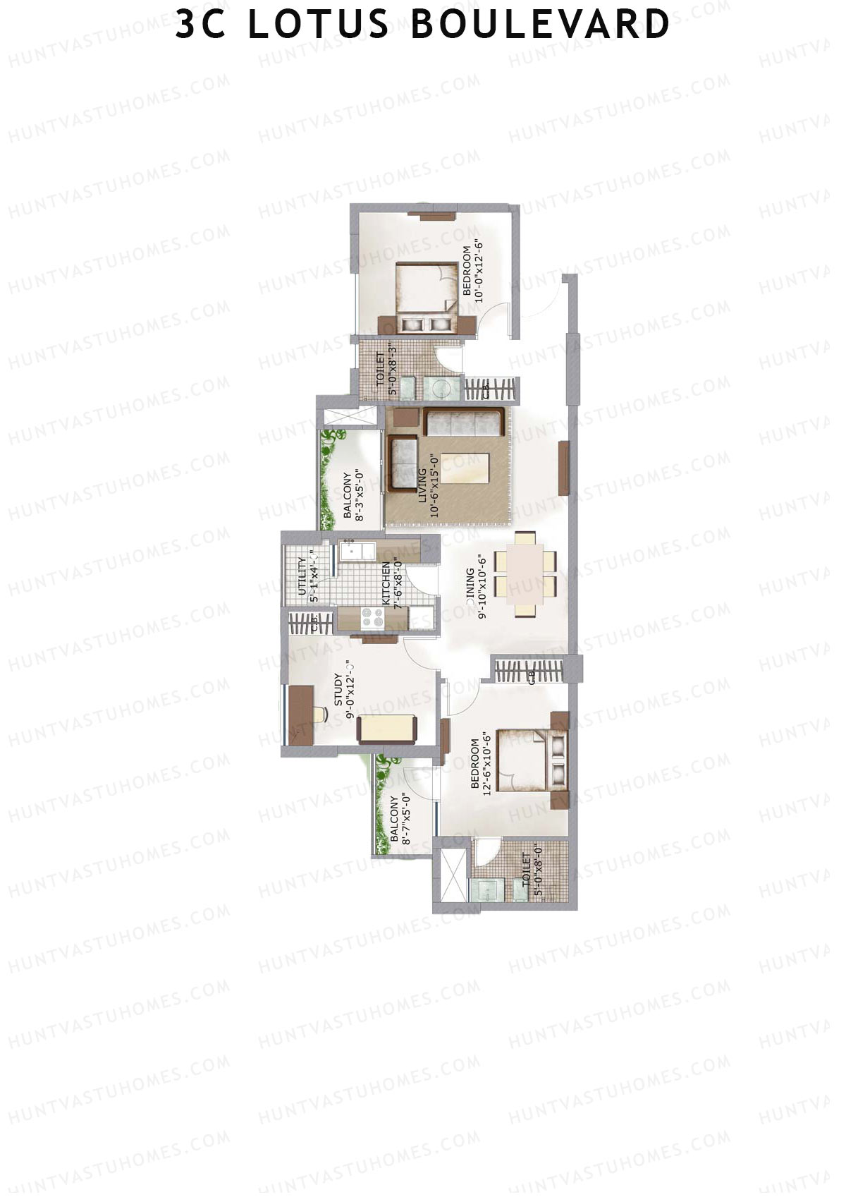 3C Lotus Boulevard Tower 28 Unit 1 Floor Plan