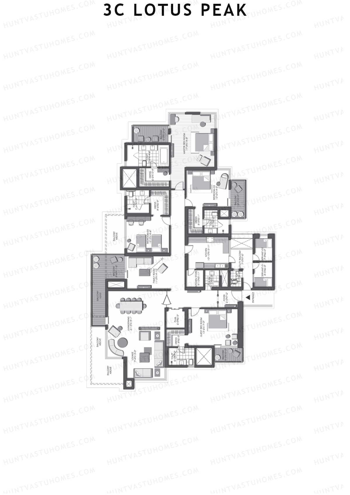 3C Lotus Peak Tower 31 Unit 1 (Type A) Floor Plan