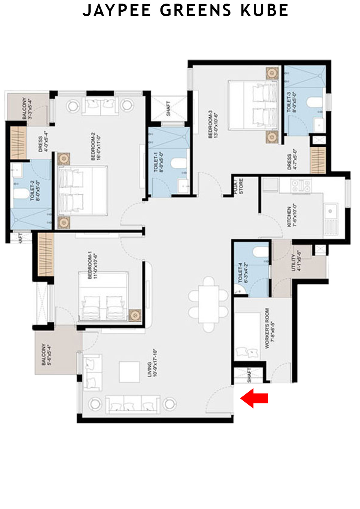 Jaypee Greens Kube KU 4 Unit 2 Floor Plan