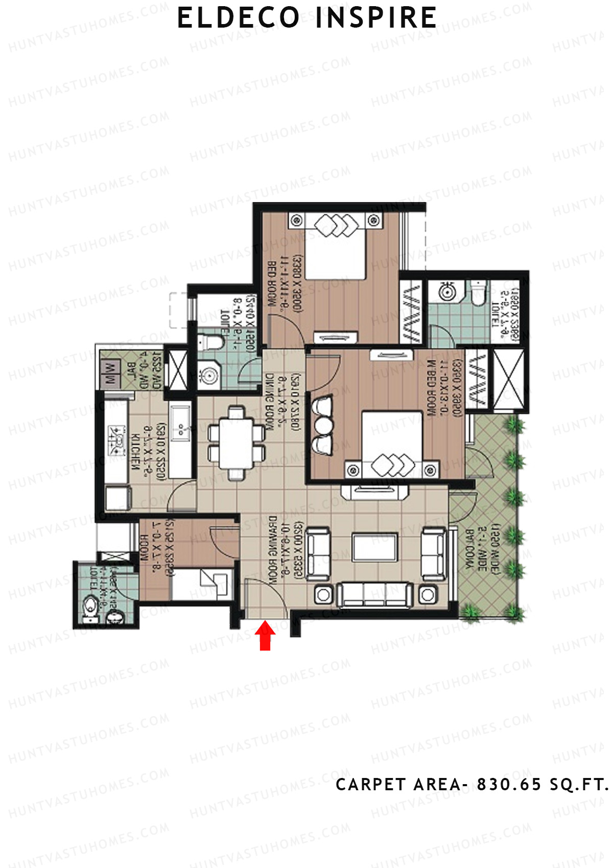 Eldeco Inspire IN3 Unit 3 (Type P) Floor Plan