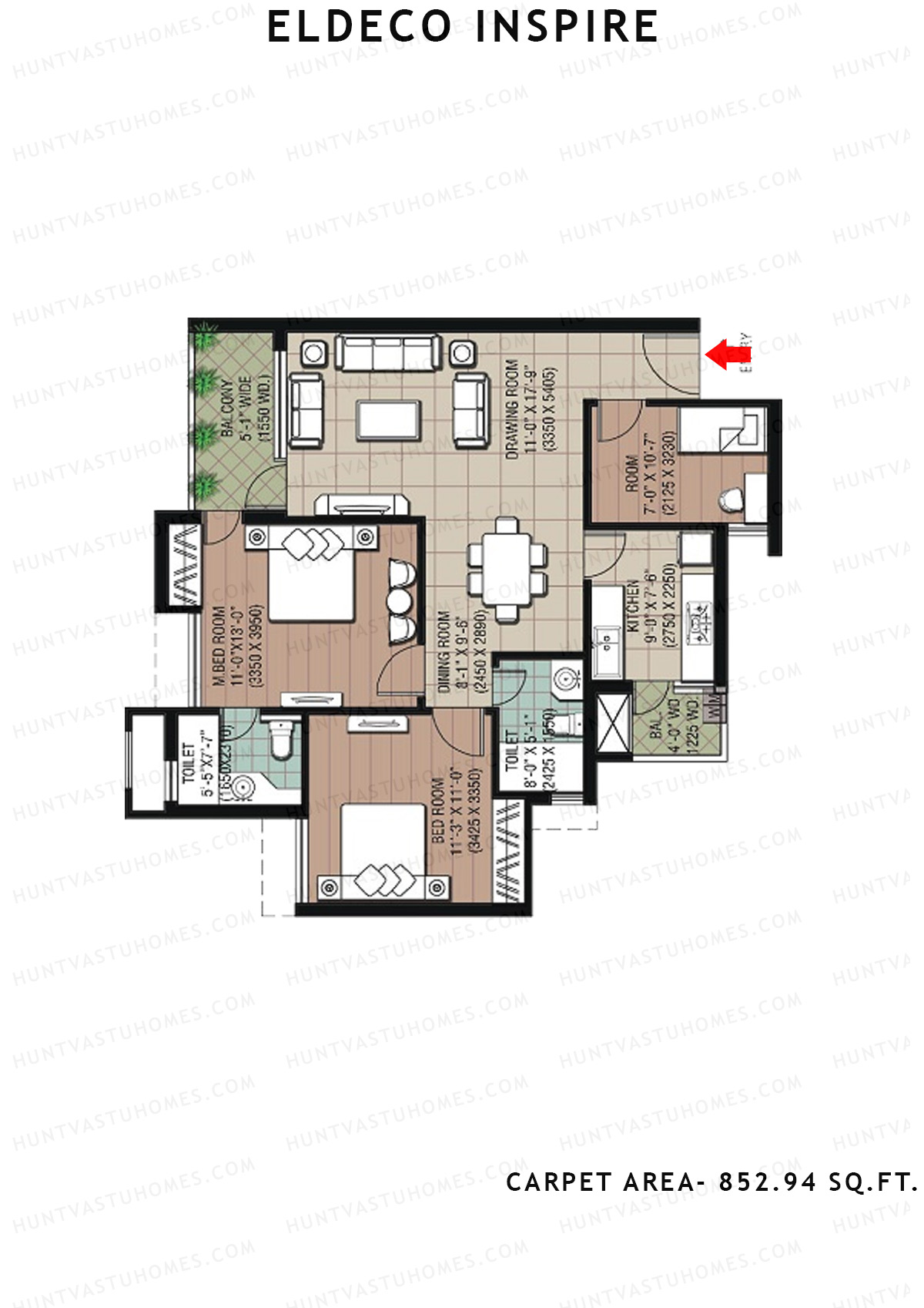 Eldeco Inspire IN1 Unit 1 (Type O) Floor Plan