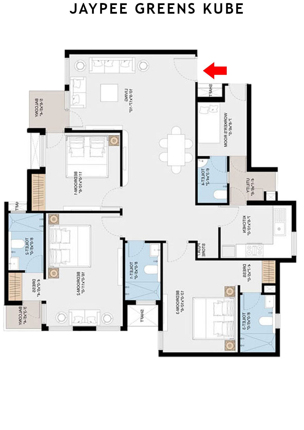 Jaypee Greens Kube KU 4 Unit 1 Floor Plan