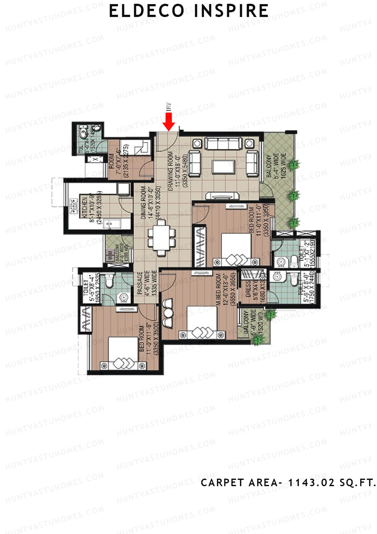 Eldeco Inspire IN1 Unit 4 (Type M) Floor Plan