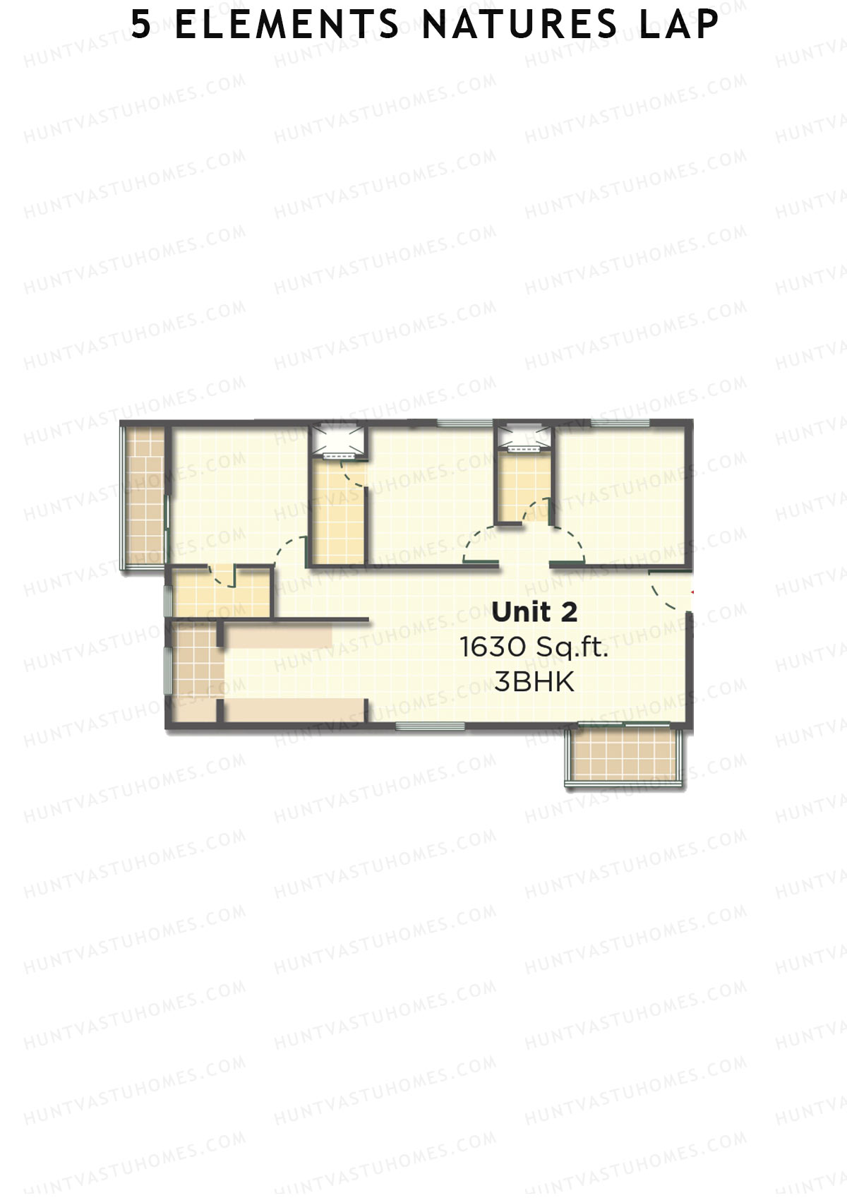 5 Elements Natures Lap, Block A Wing 1, Unit 2, 3BHK, Super Area 1630   sq ft 
