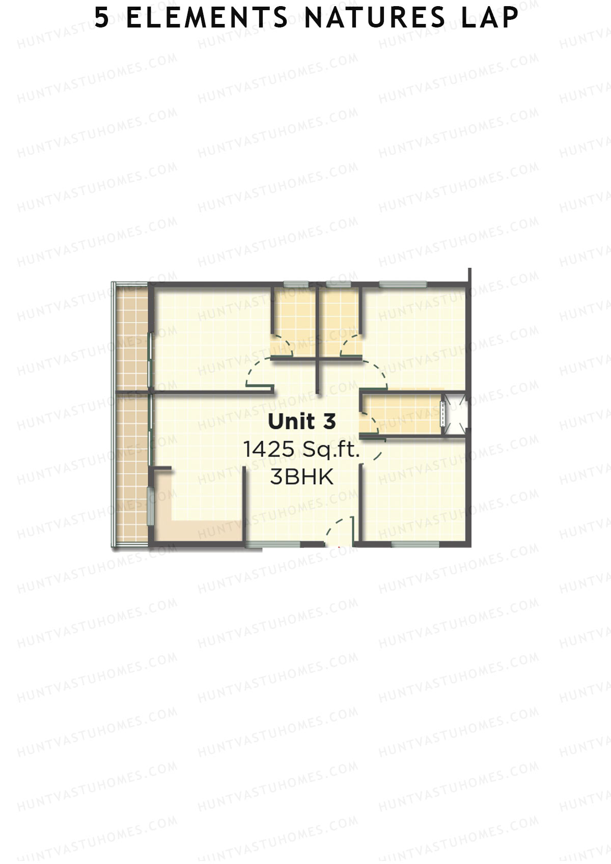 5 Elements Natures Lap, Block A Wing 1, Unit 3, 3BHK, Super Area 1425   sq ft 