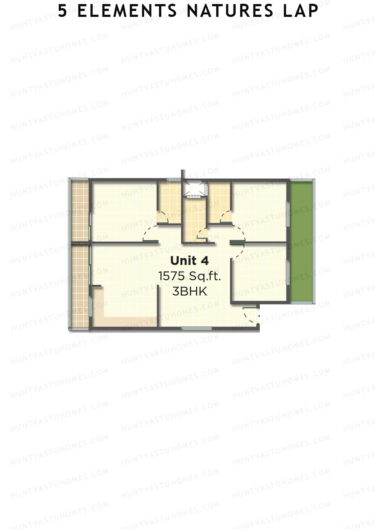 5 Elements Natures Lap, Block A Wing 1, Unit 4, 3BHK, Super Area 1575   sq ft 