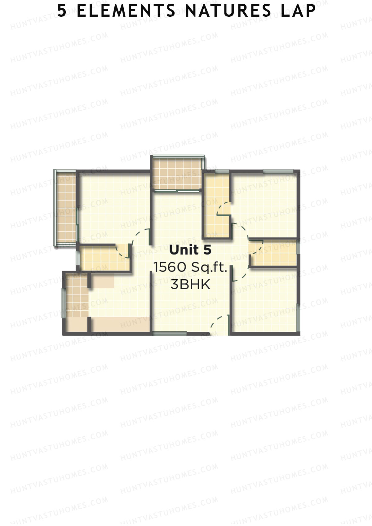 5 Elements Natures Lap, Block A Wing 1, Unit 5, 3BHK, Super Area 1560   sq ft 