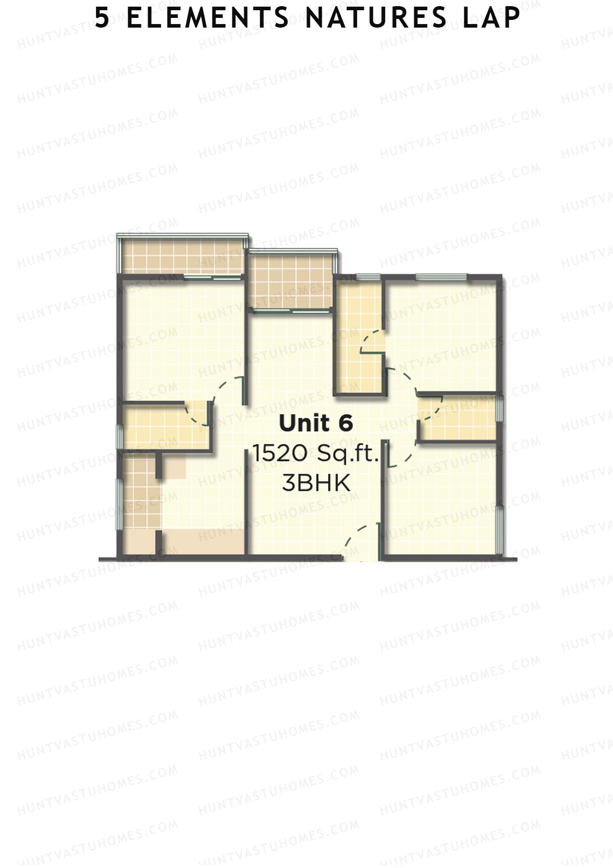 5 Elements Natures Lap, Block A Wing 1, Unit 6, 3BHK, Super Area 1520   sq ft 