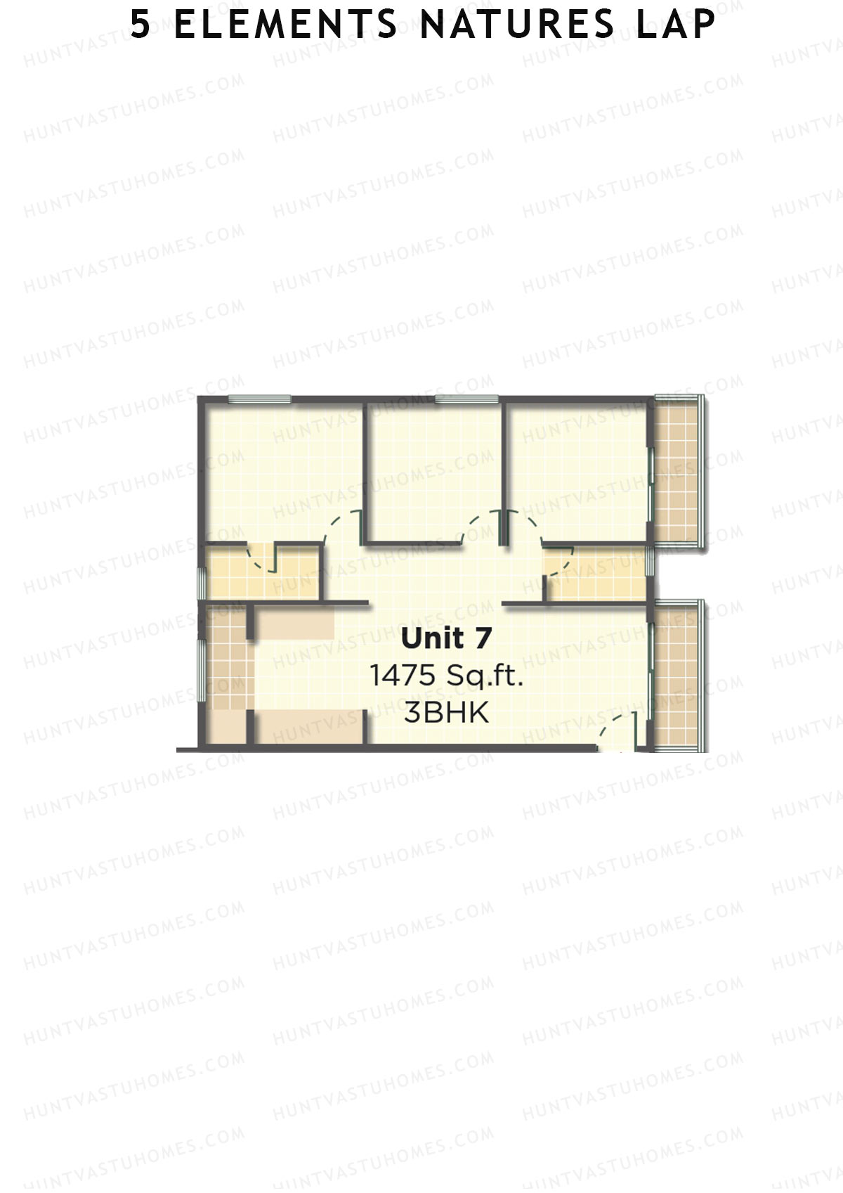 5 Elements Natures Lap, Block A Wing 1, Unit 7, 3BHK, Super Area 1475   sq ft 