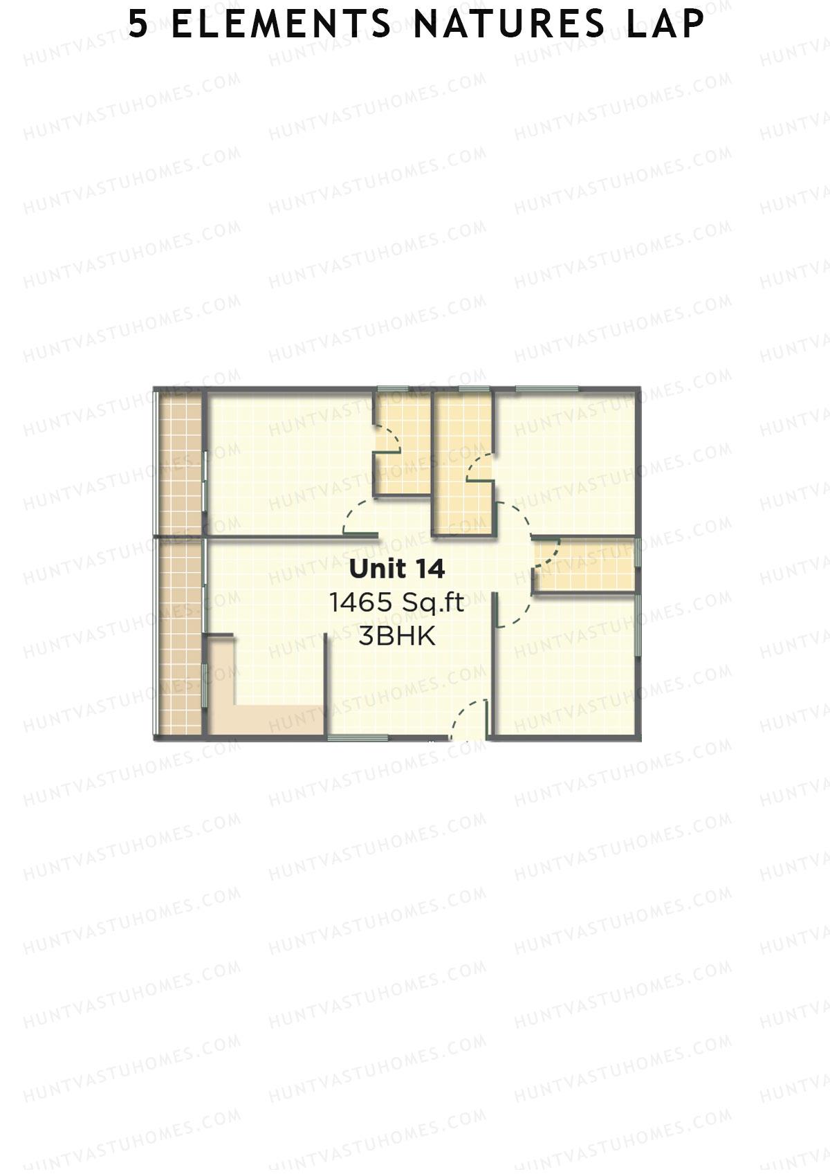 5 Elements Natures Lap, Block A Wing 2, Unit 14, 3BHK, Super Area 1465   sq ft 