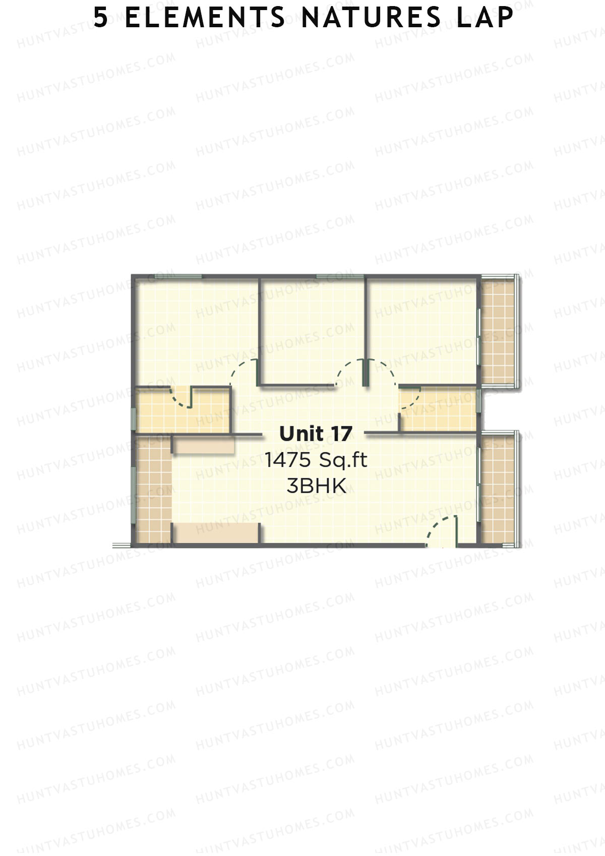 5 Elements Natures Lap, Block A Wing 2, Unit 17, 3BHK, Super Area 1475   sq ft 