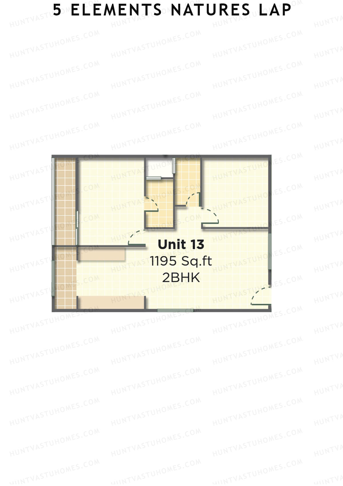 5 Elements Natures Lap, Block B Wing 1, Unit 5, 2BHK, Super Area 1195   sq ft 