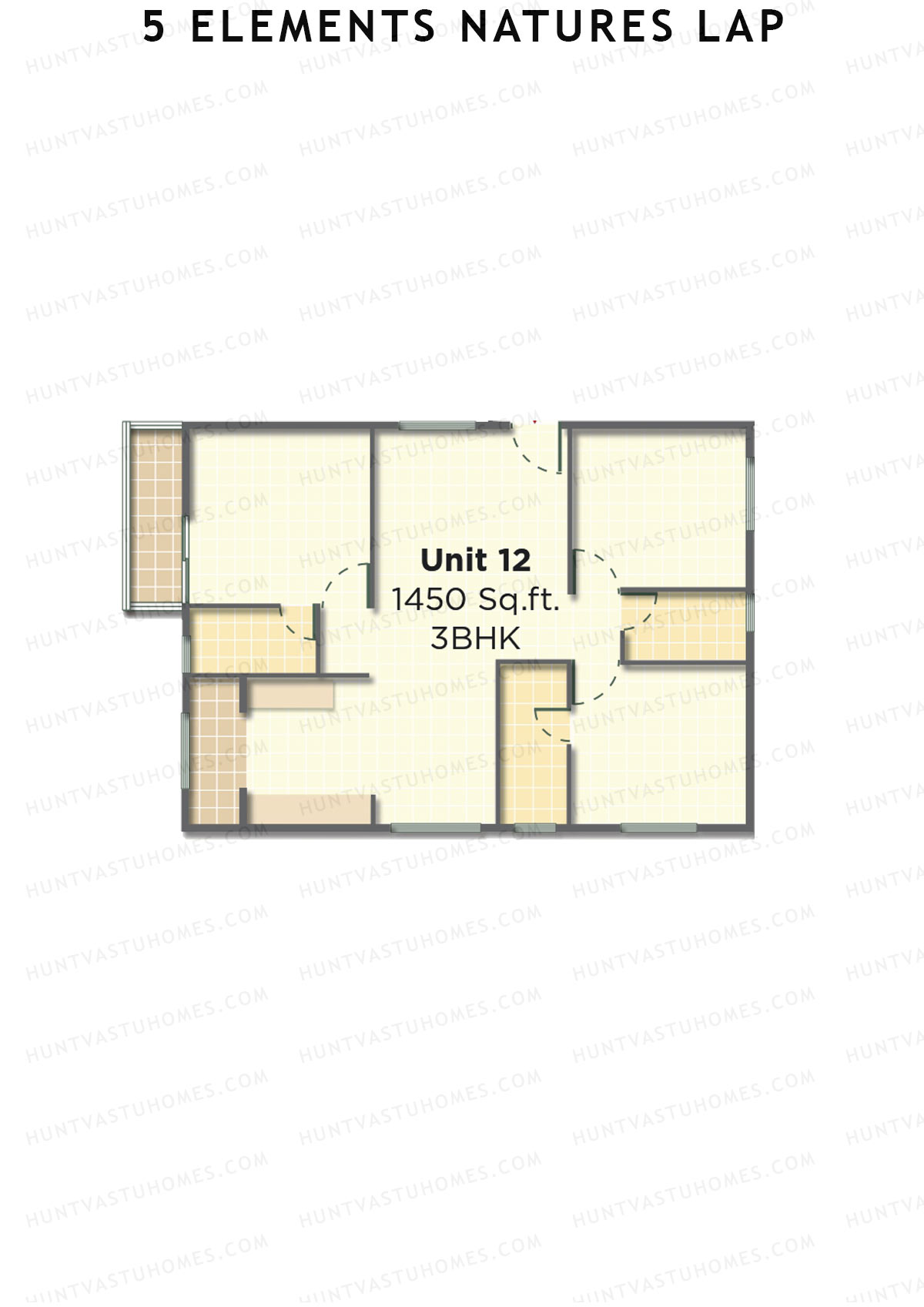 5 Elements Natures Lap, Block B Wing 2, Unit 12, 3BHK, Super Area 1450   sq ft 
