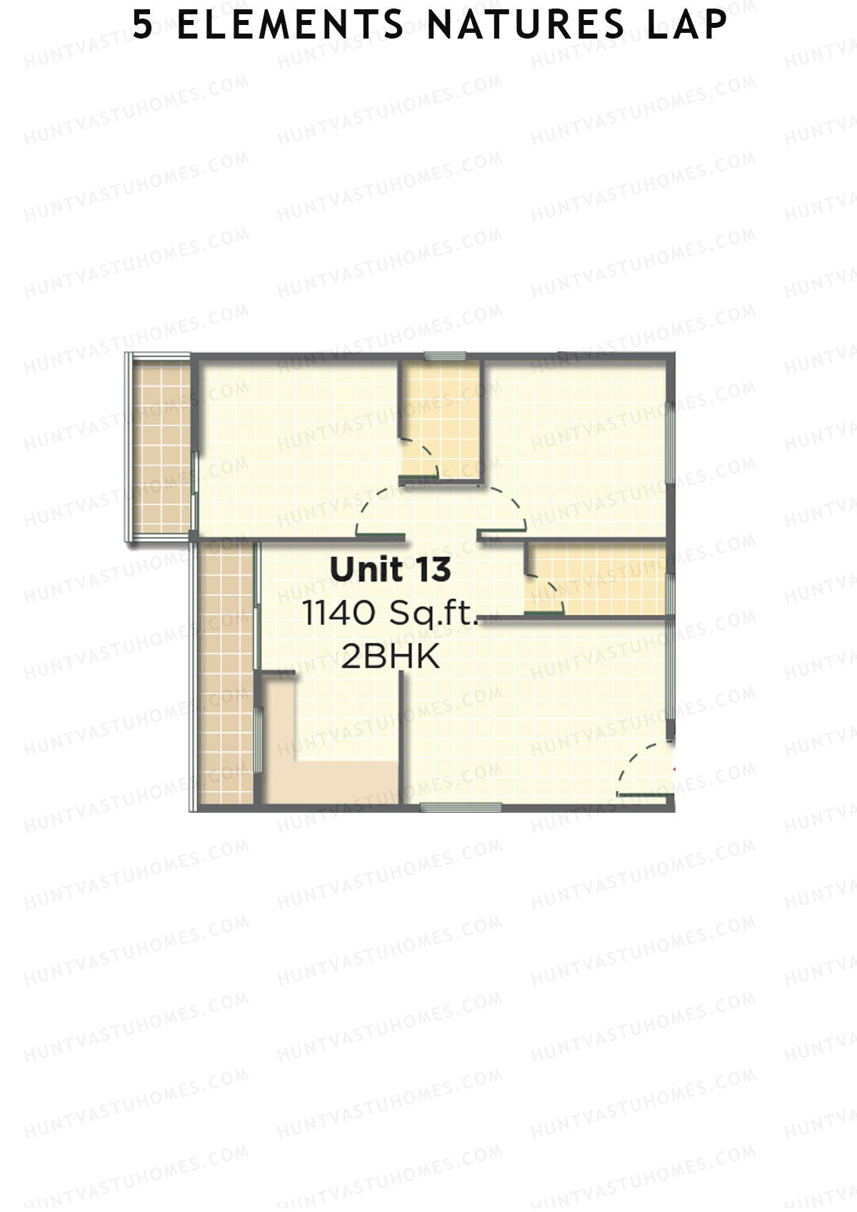 5 Elements Natures Lap, Block B Wing 2, Unit 13, 2BHK, Super Area 1140   sq ft 