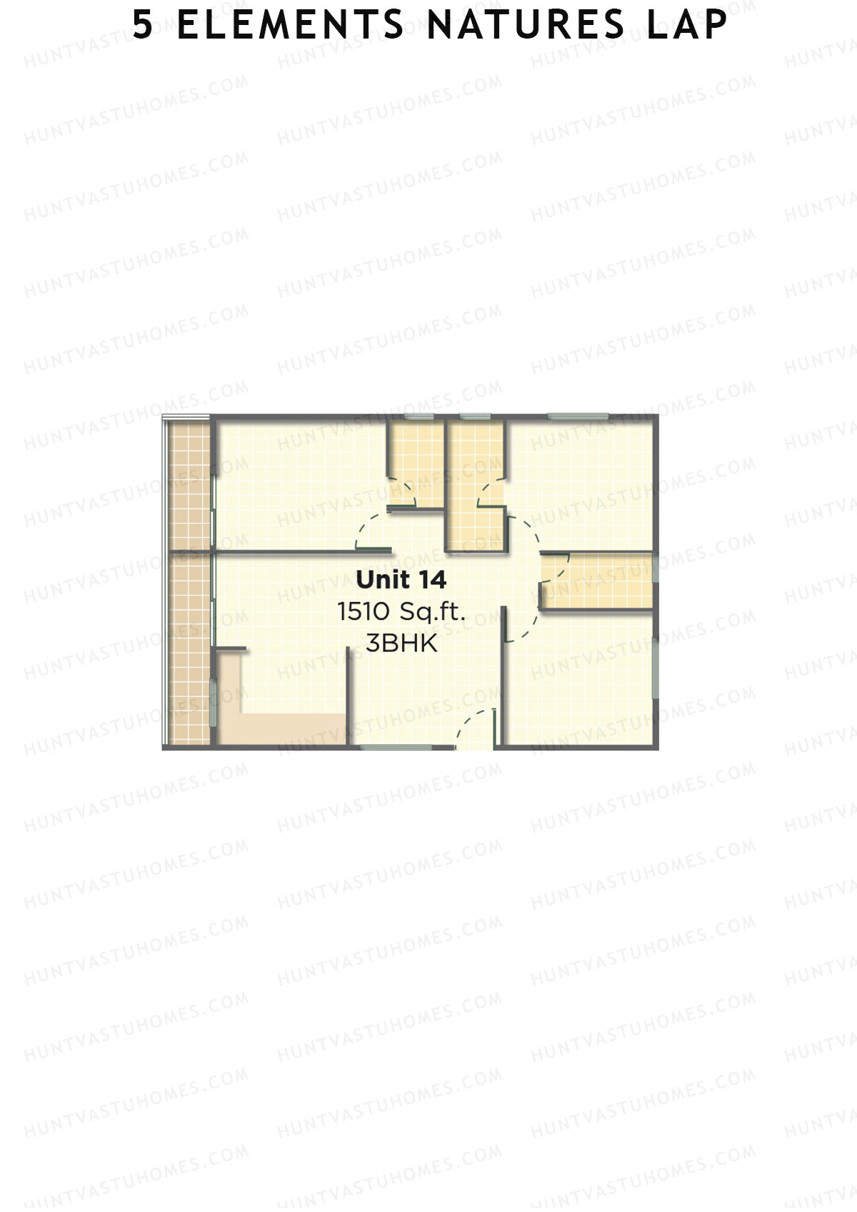 5 Elements Natures Lap, Block B Wing 2, Unit 14, 3BHK, Super Area 1510   sq ft 