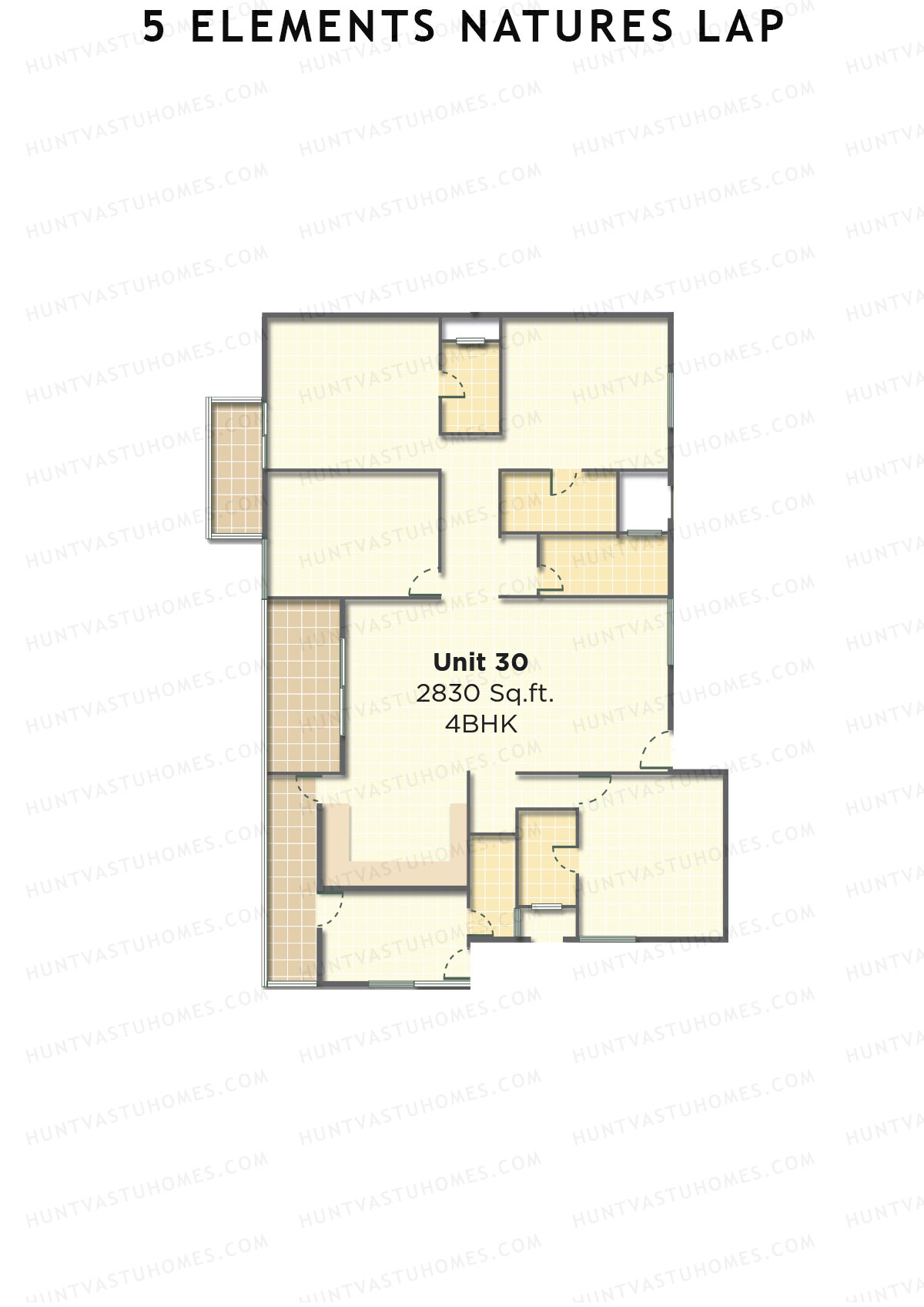 5 Elements Natures Lap, Block B Wing 4, Unit 30, 4BHK, Super Area 2830   sq ft 