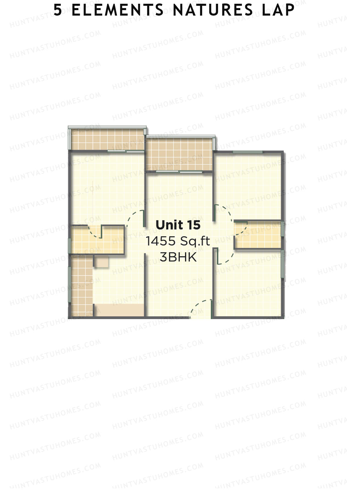 5 Elements Natures Lap, Block B Wing 4, Unit 33, 3BHK, Super Area 1455   sq ft 