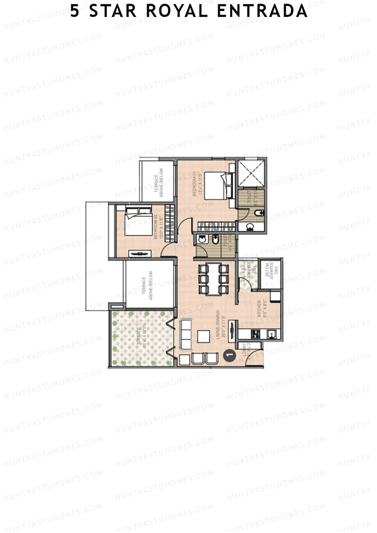 5 Star Royal Entrada Tower B Unit 1 Floor Plan