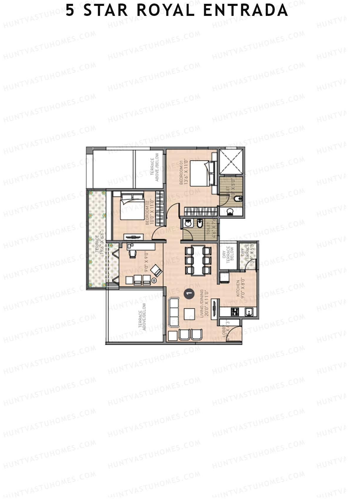 5 Star Royal Entrada Tower B Unit 1 Floor Plan