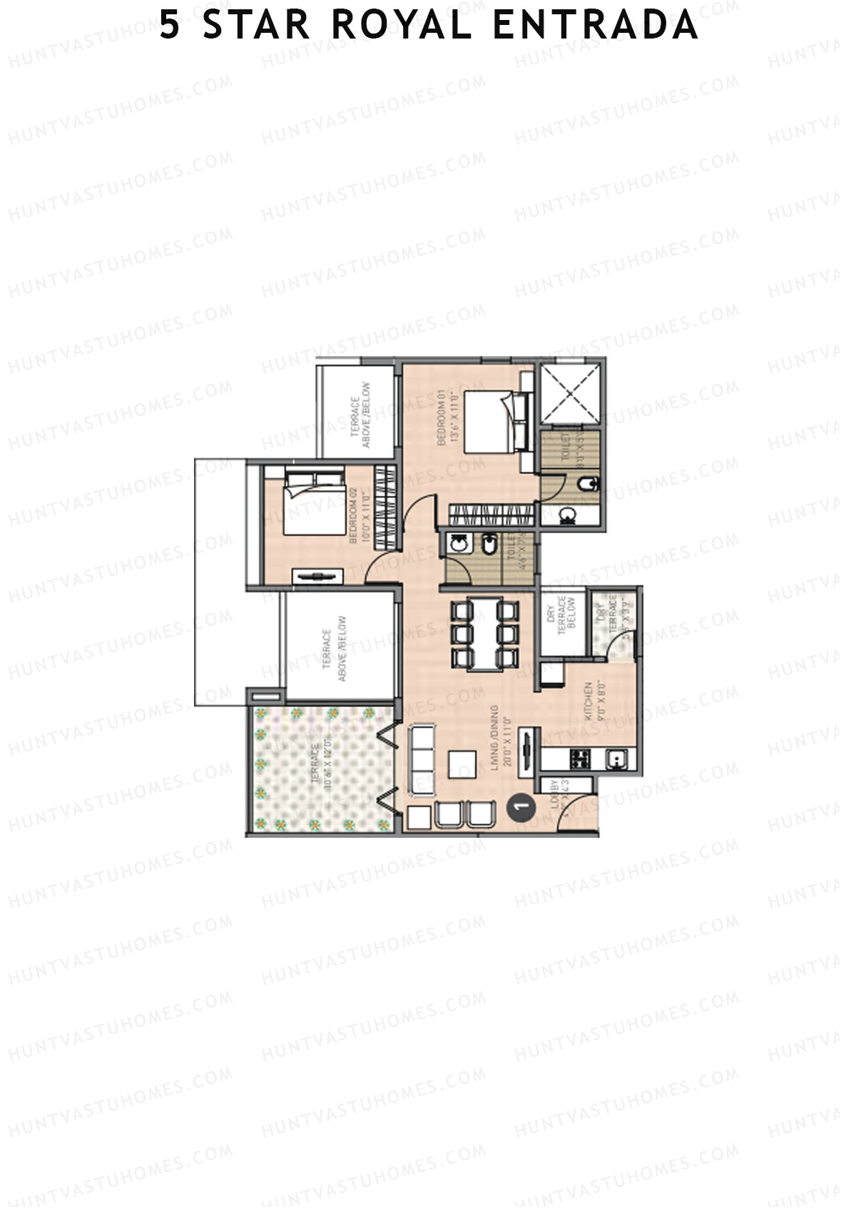 5 Star Royal Entrada Tower B Unit 1 Floor Plan