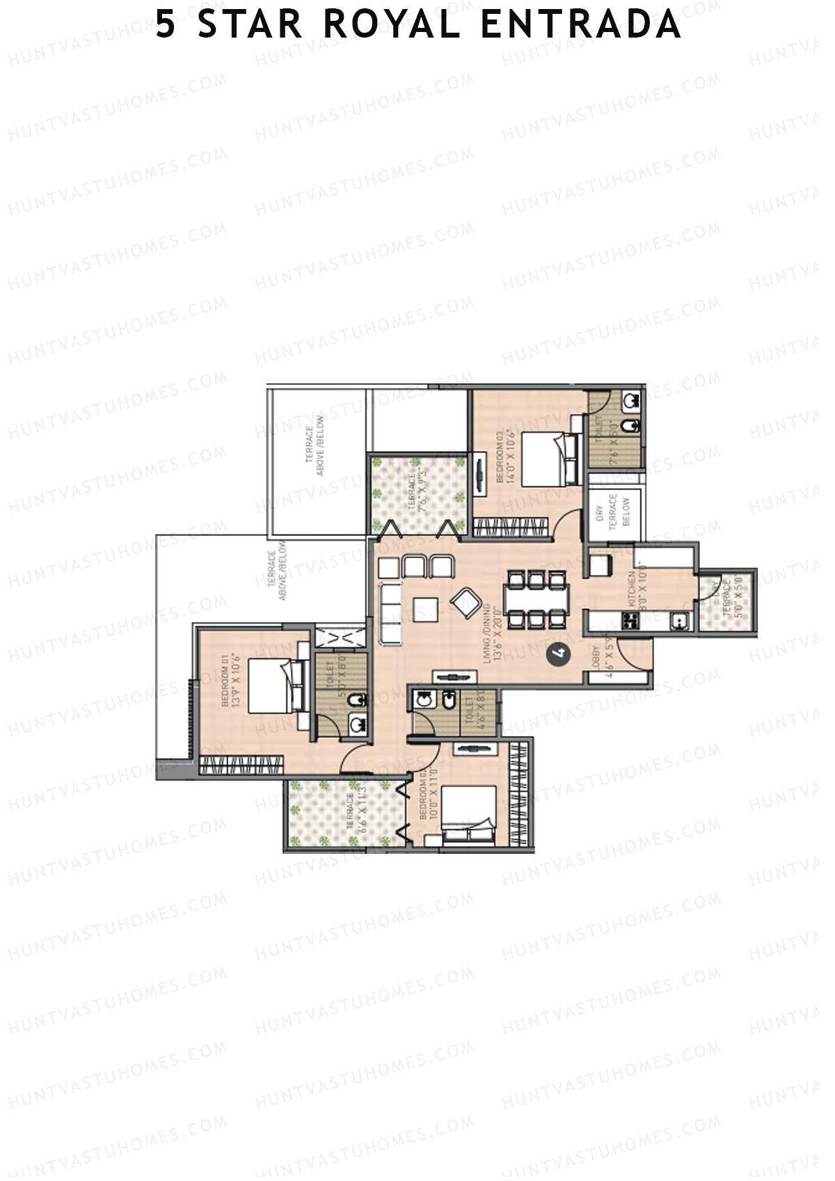 5 Star Royal Entrada Tower B Unit 4 Floor Plan