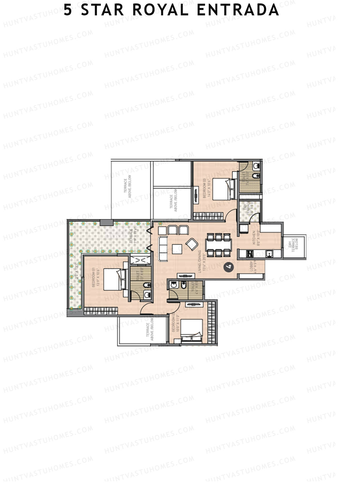5 Star Royal Entrada Tower B Unit 4 Floor Plan