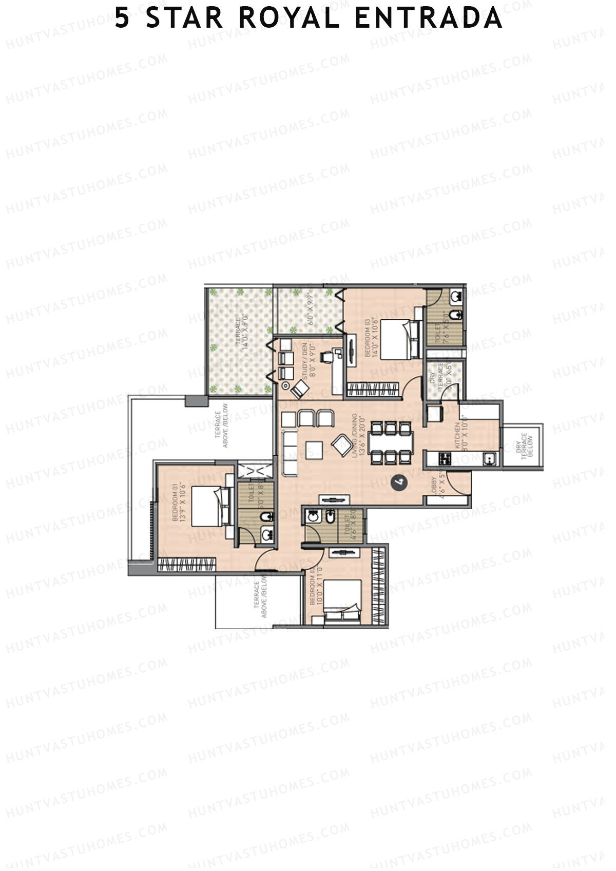 5 Star Royal Entrada Tower B Unit 4 Floor Plan