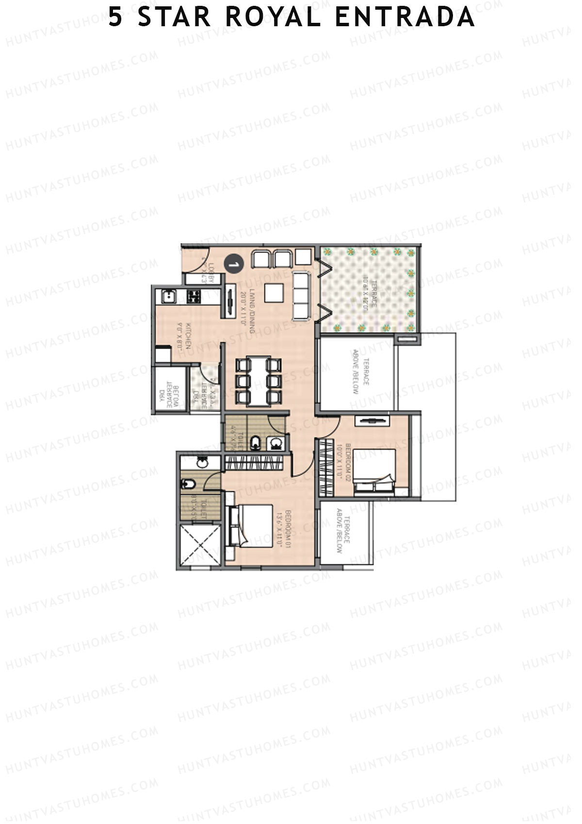 5 Star Royal Entrada Tower B Unit 5 Floor Plan