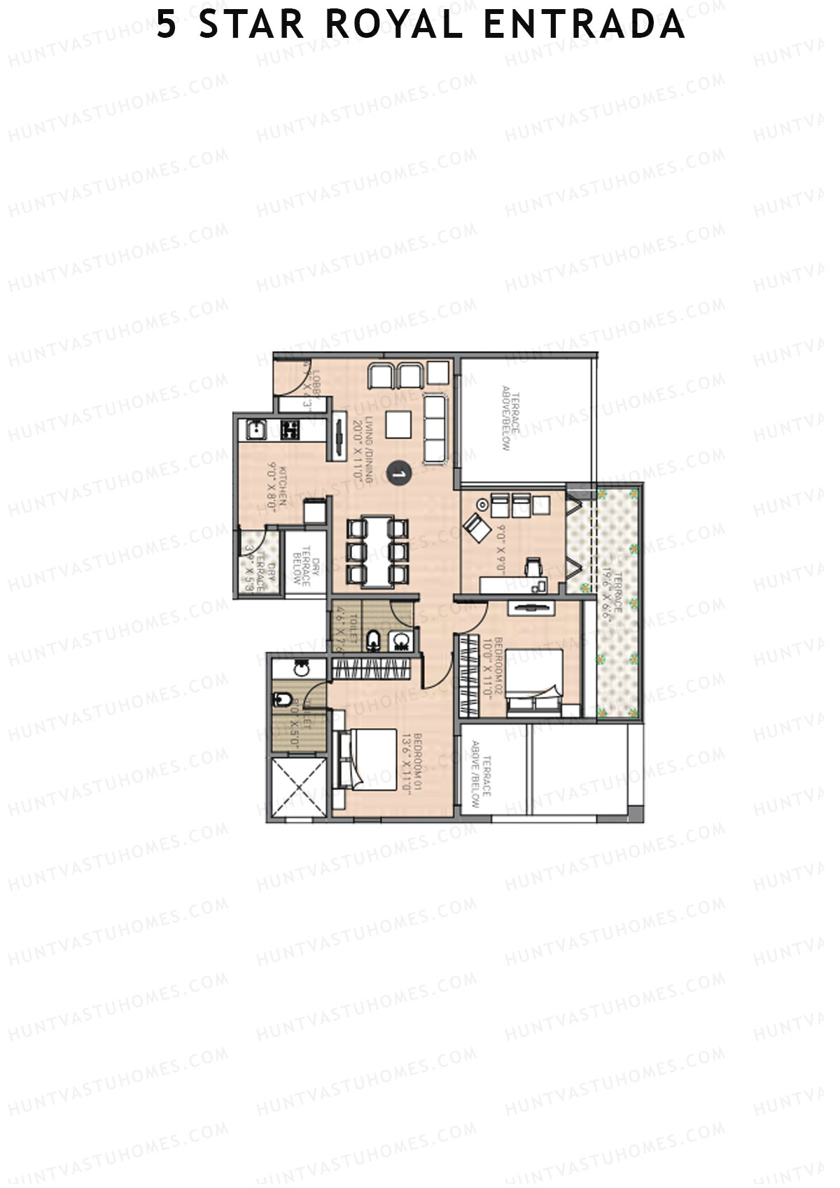 5 Star Royal Entrada Tower B Unit 5 Floor Plan