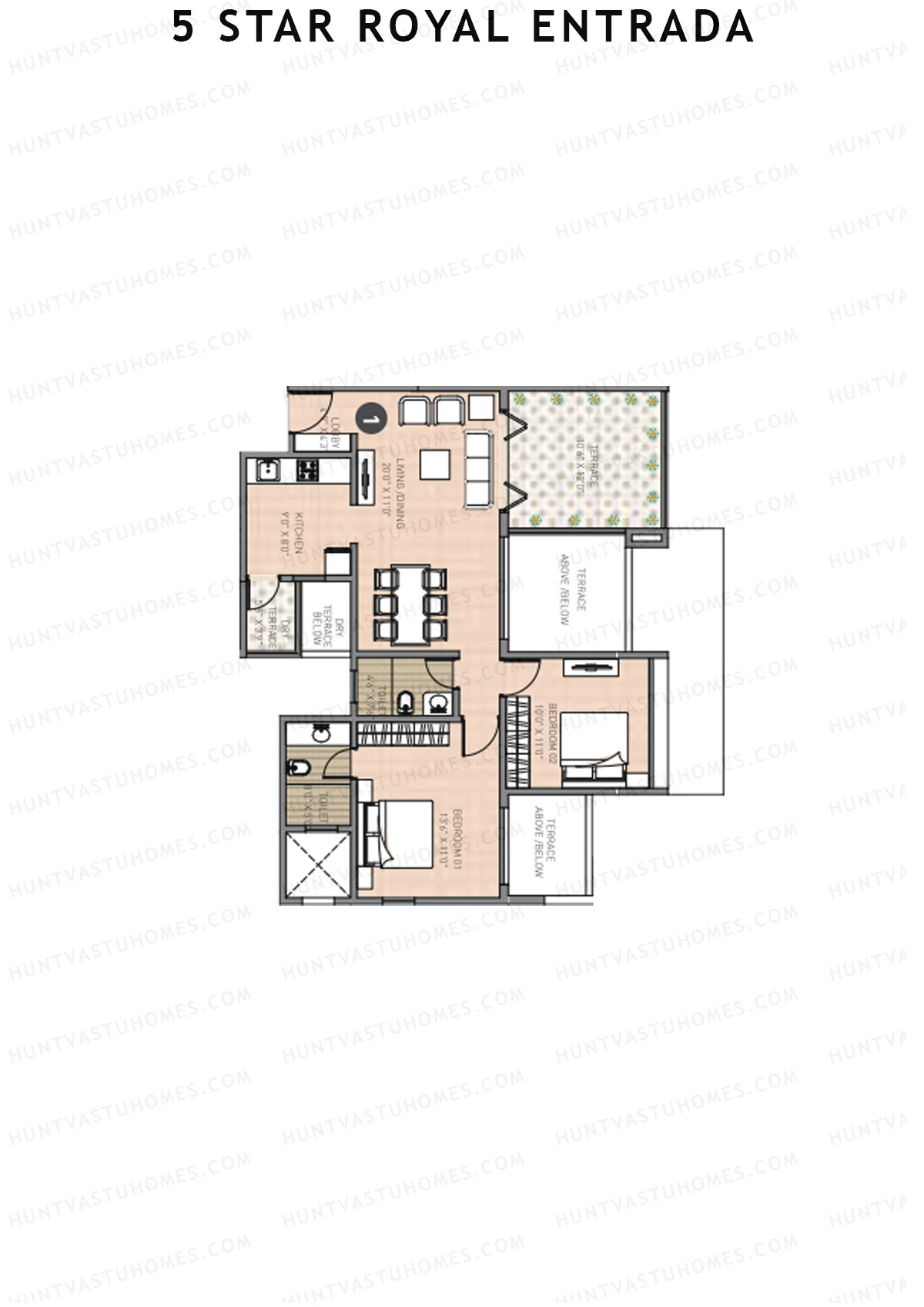 5 Star Royal Entrada Tower B Unit 5 Floor Plan