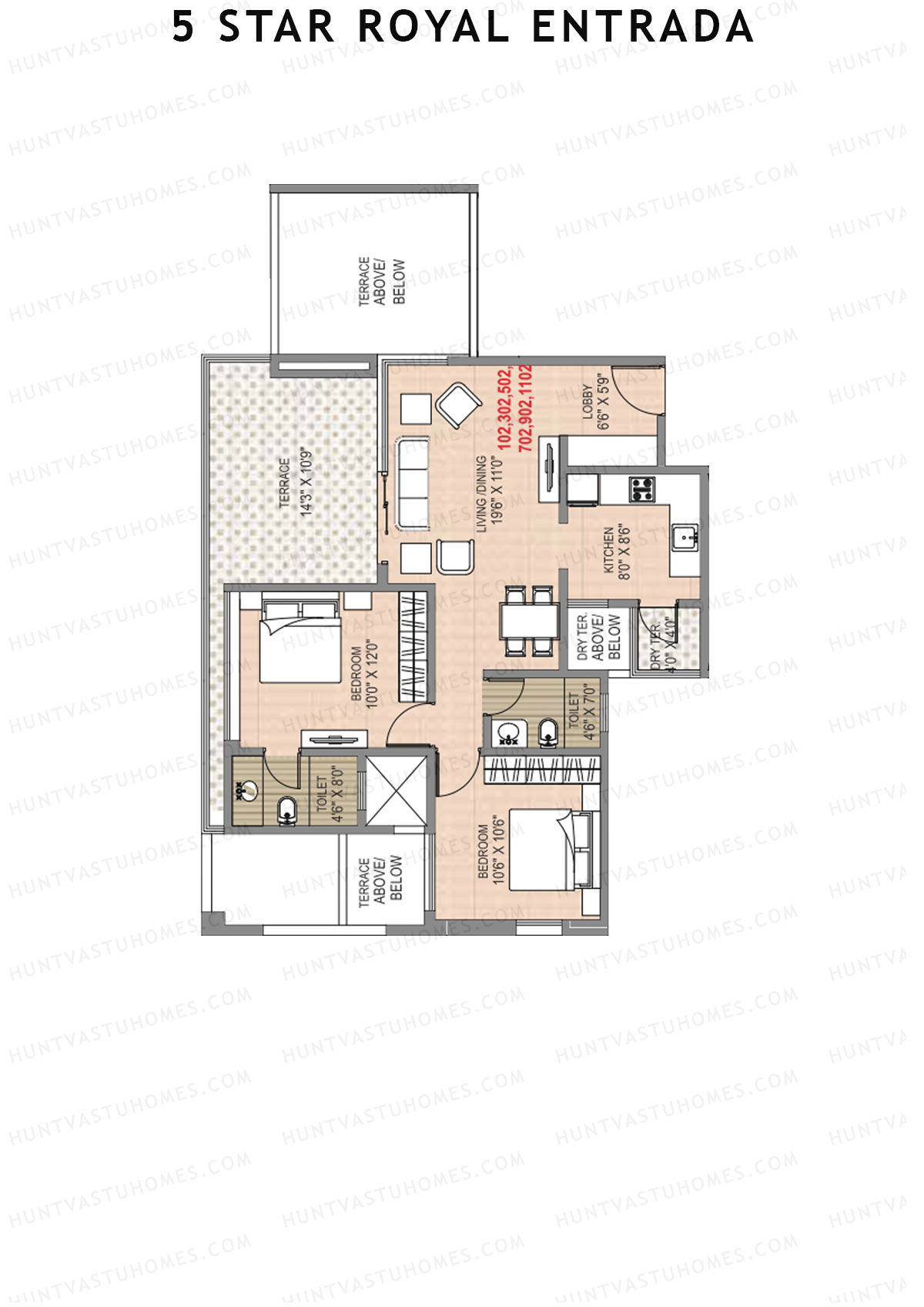 5 Star Royal Entrada Tower D Unit 2 (Type 1) Floor Plan