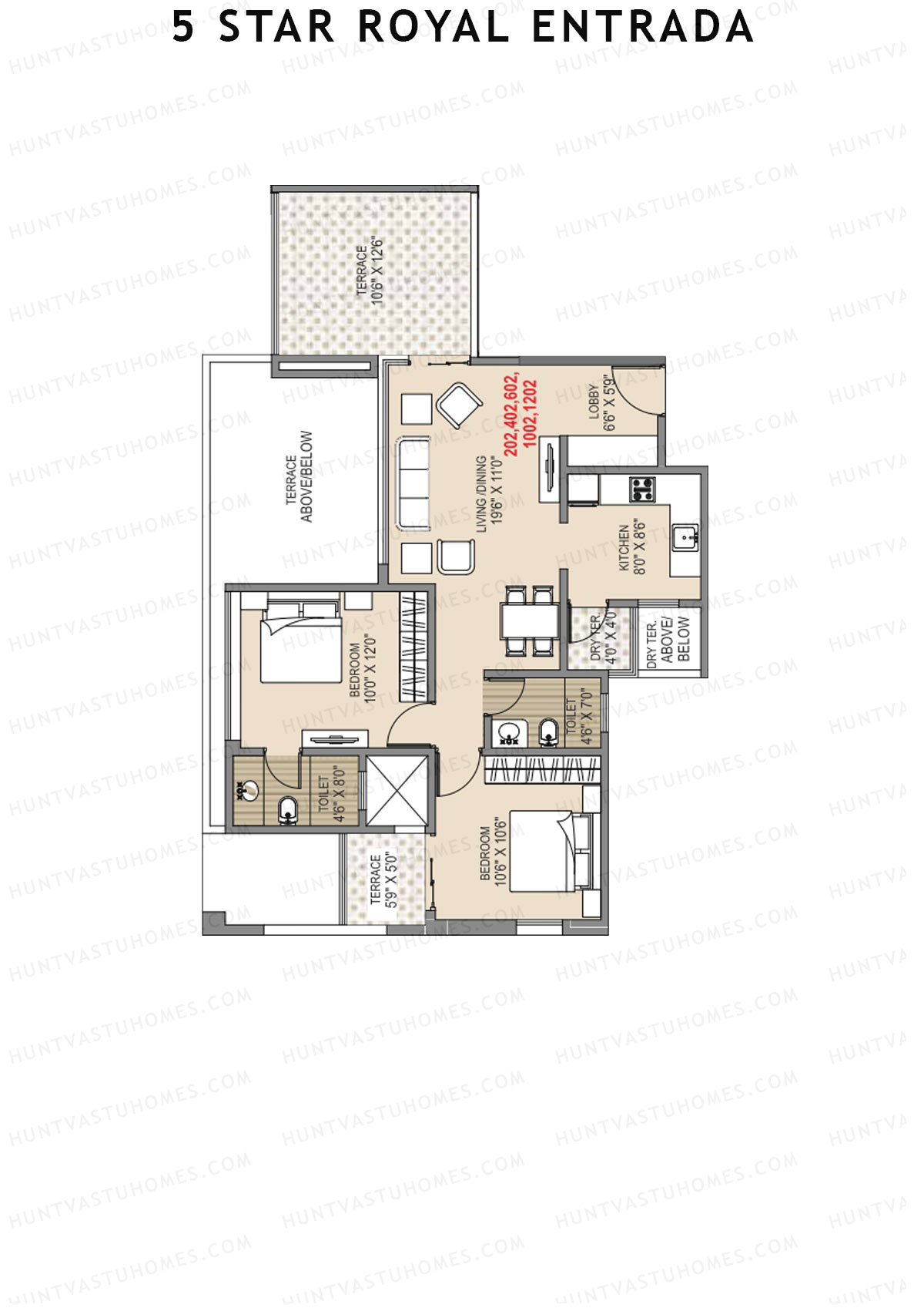 5 Star Royal Entrada Tower D Unit 2 (Type 1) Floor Plan