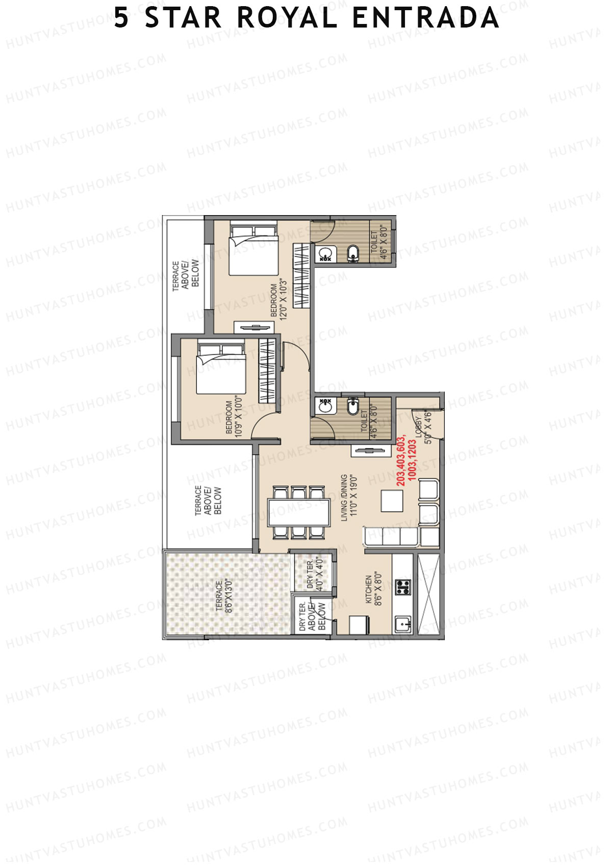5 Star Royal Entrada Tower D Unit 3 (Type 2) Floor Plan