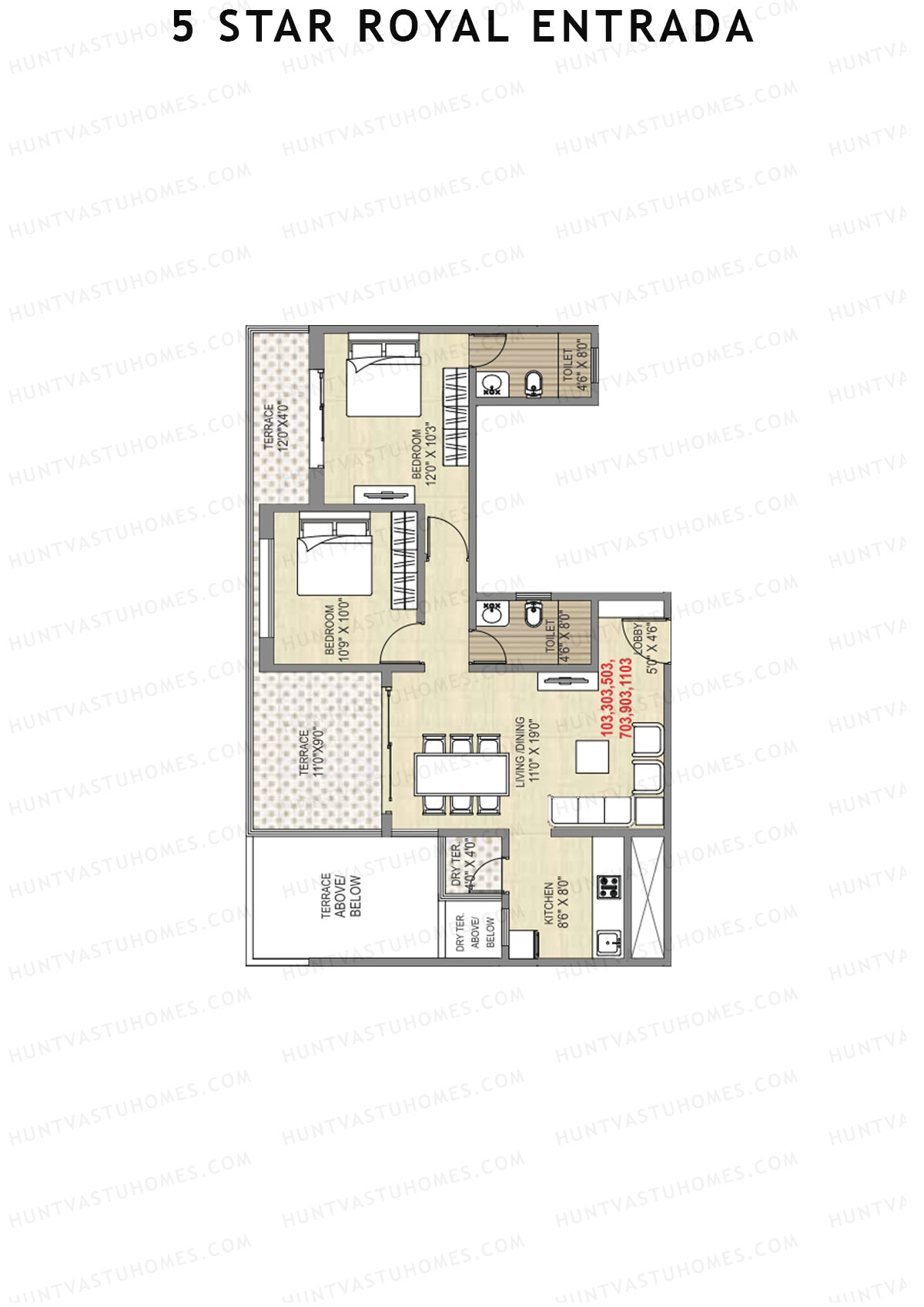 5 Star Royal Entrada Tower D Unit 3 (Type 2) Floor Plan