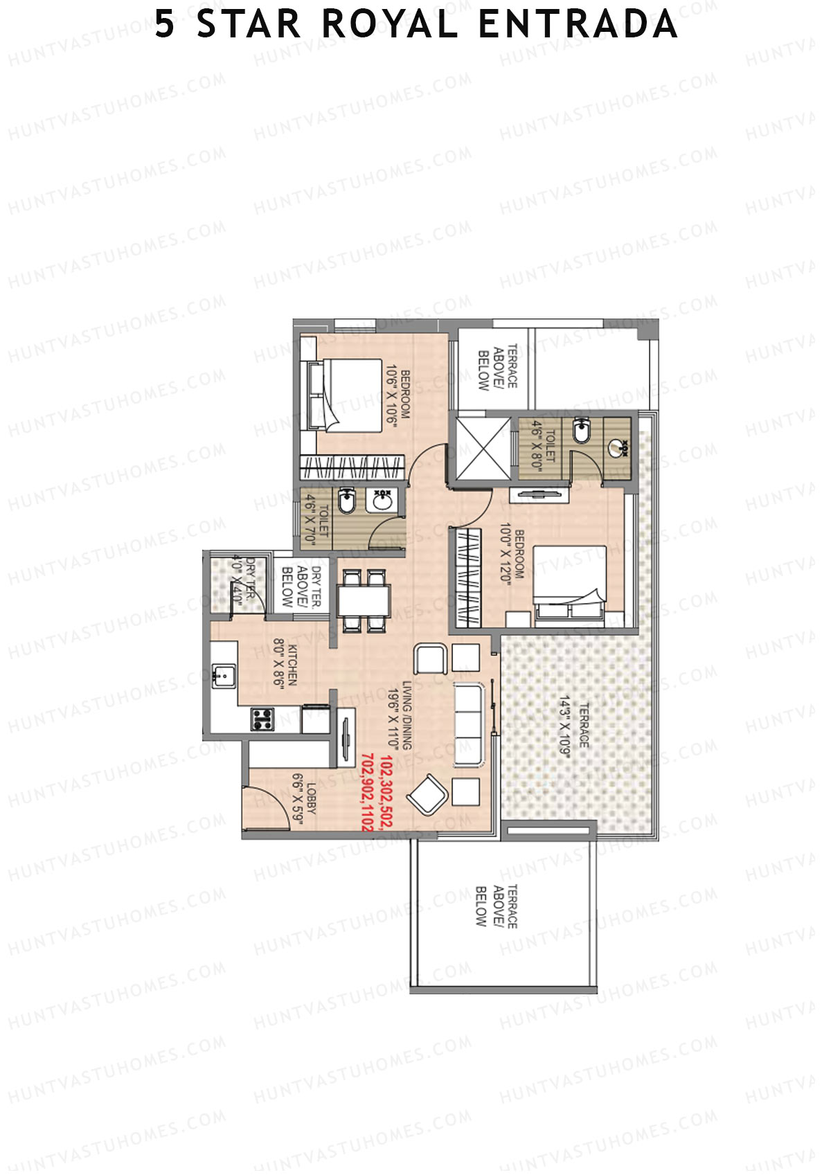 5 Star Royal Entrada Tower D Unit 5 (Type 1) Floor Plan