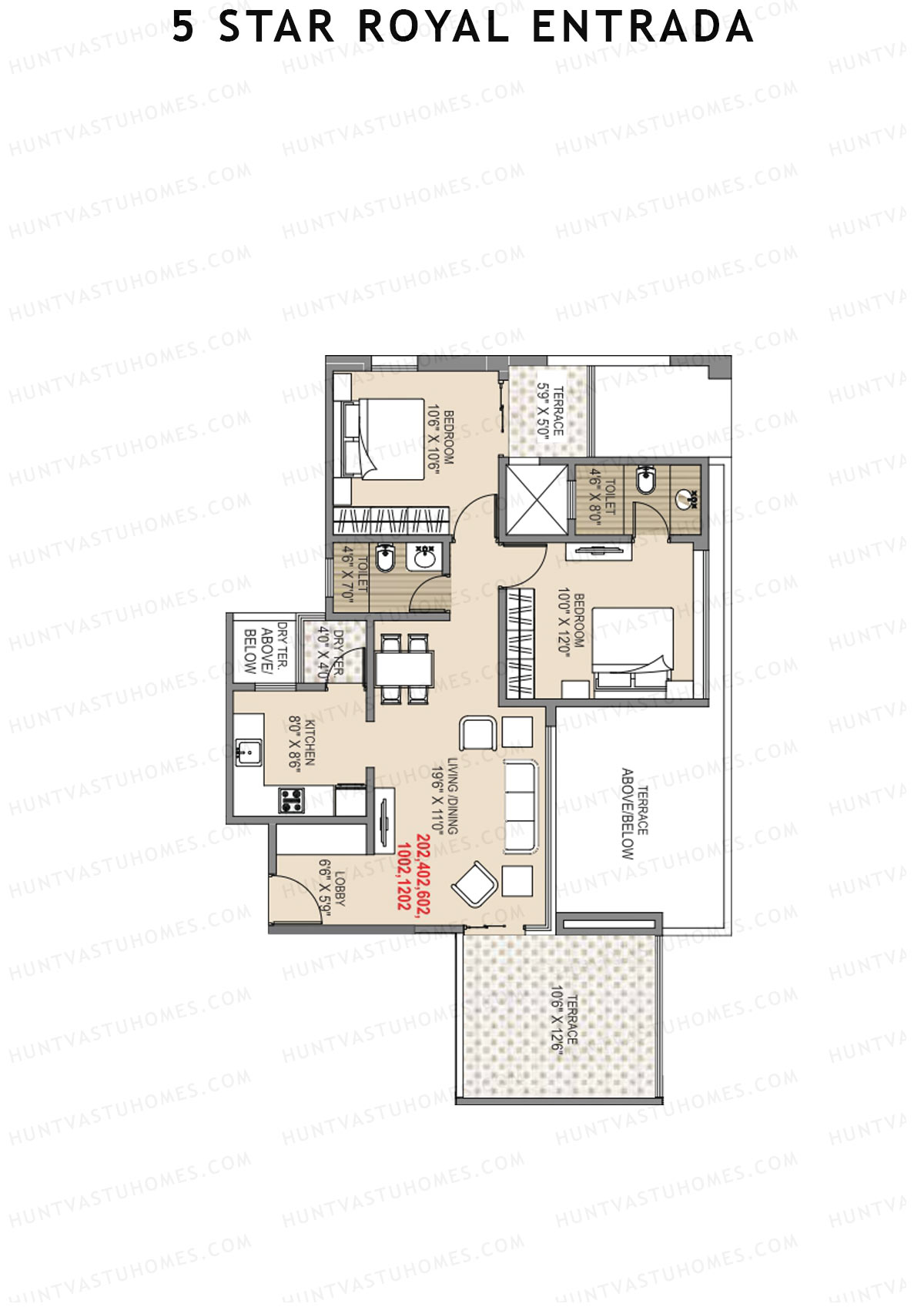 5 Star Royal Entrada Tower D Unit 5 (Type 1) Floor Plan