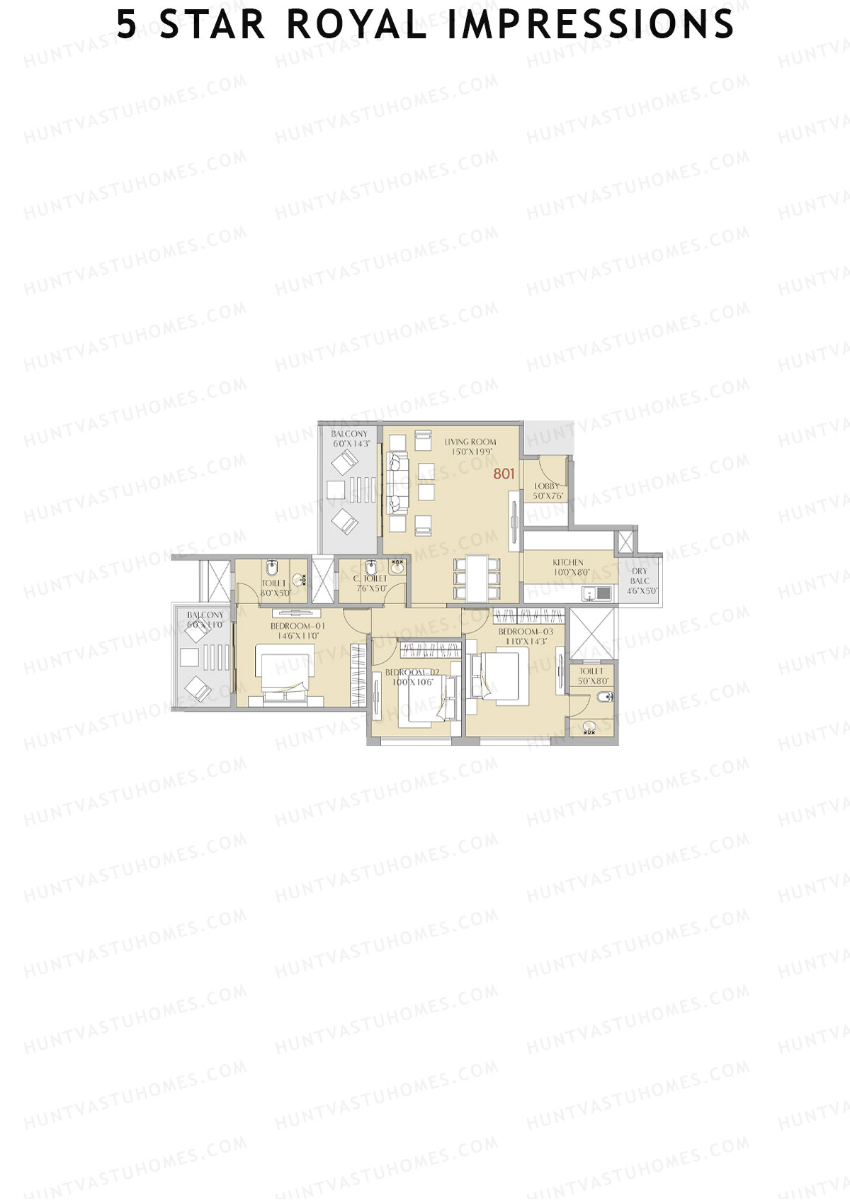 5 Star Royal Impressions Tower A Unit 1 Floor Plan