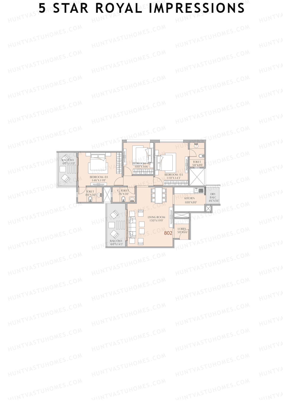 5 Star Royal Impressions Tower A Unit 2 Floor Plan