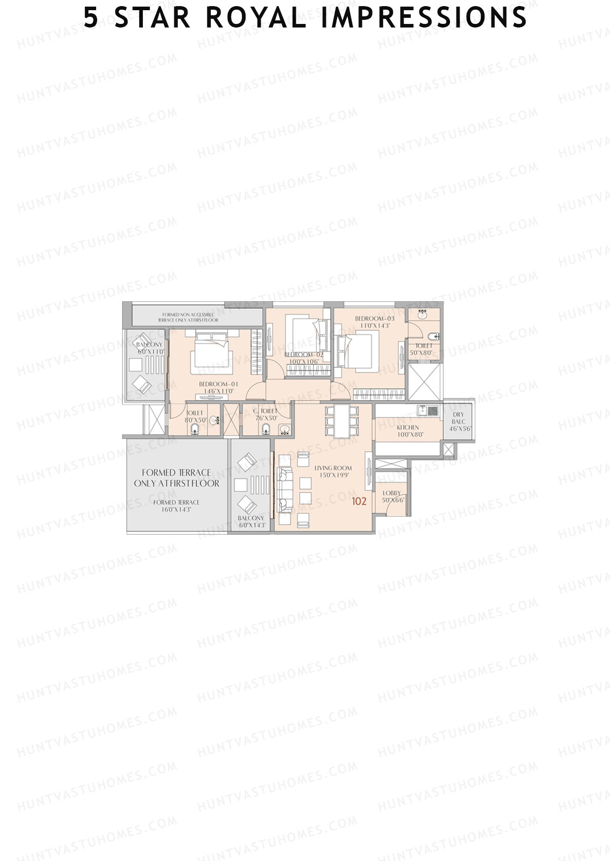 5 Star Royal Impressions Tower A Unit 2 Floor Plan