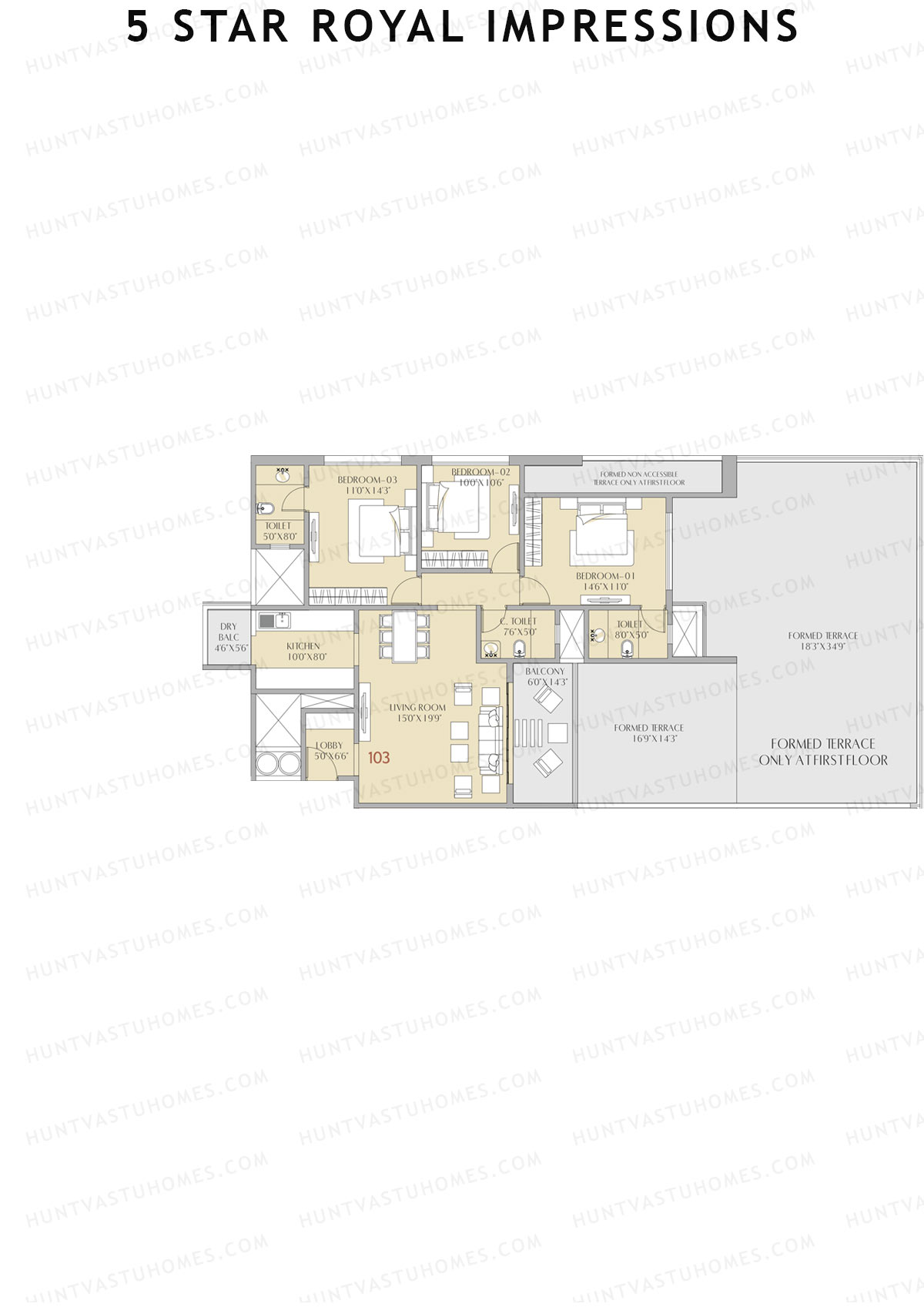 5 Star Royal Impressions Tower A Unit 3 Floor Plan