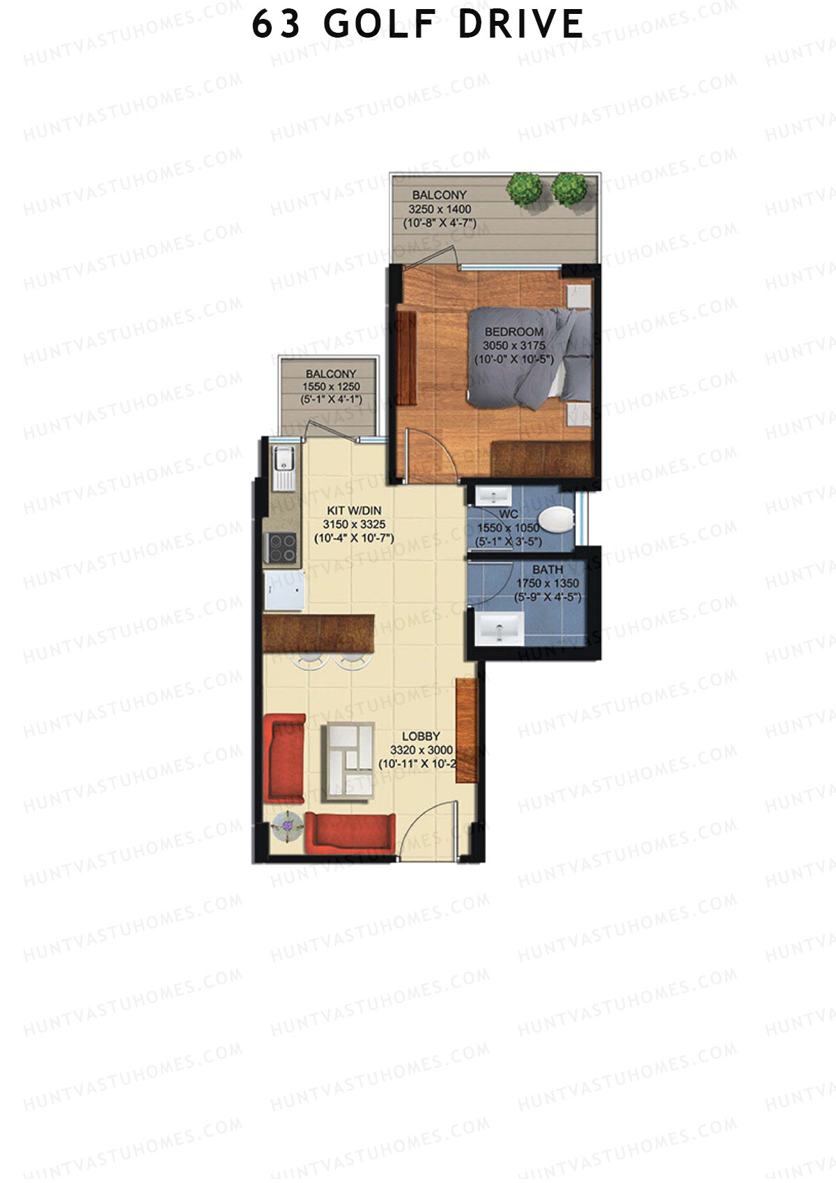 63 Golf Drive Tower A Unit 2 (Type 1A) Floor Plan
