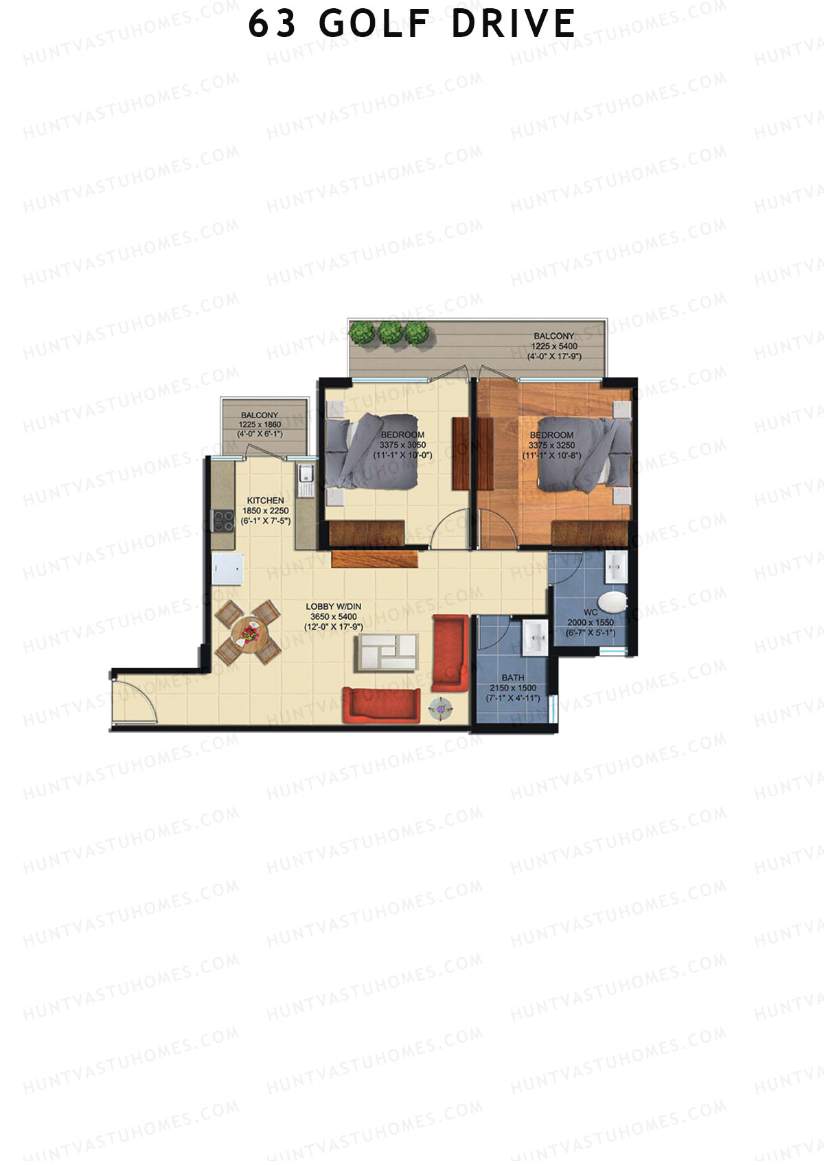 63 Golf Drive Tower D Unit 4 (Type 2B) Floor Plan