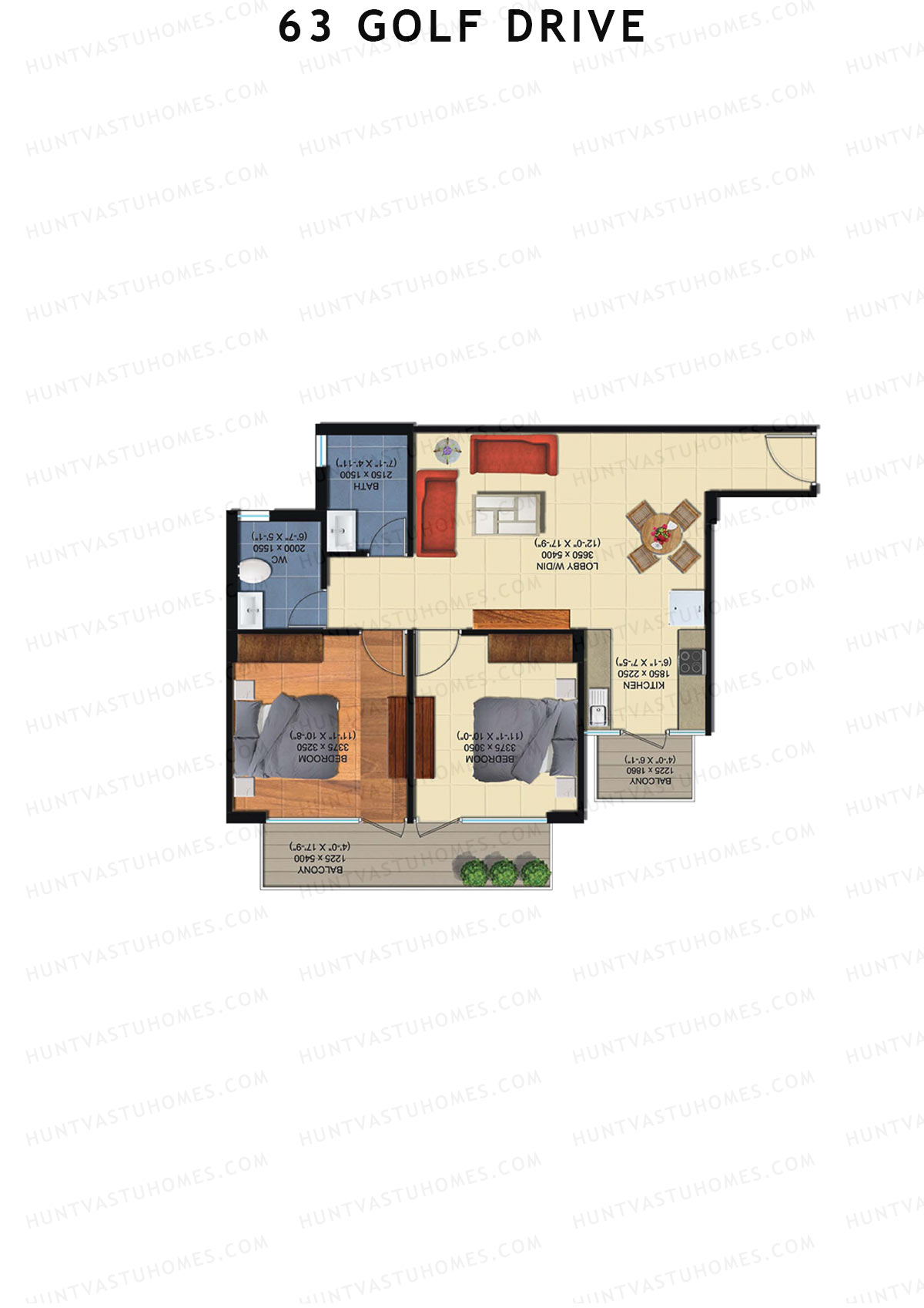 63 Golf Drive Tower E Unit 8 (Type 2B) Floor Plan