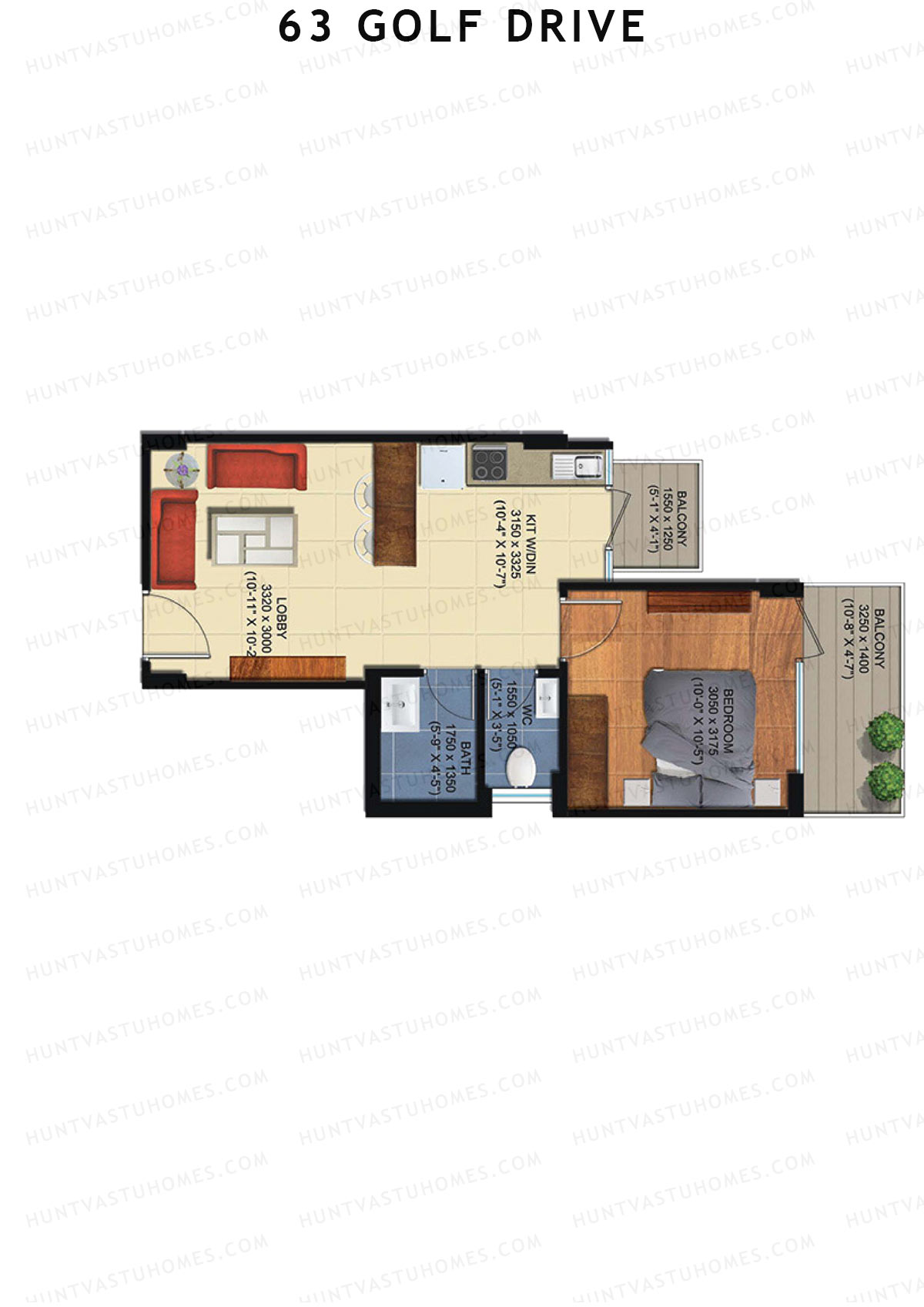 63 Golf Drive Tower F Unit 2 (Type 1A) Floor Plan