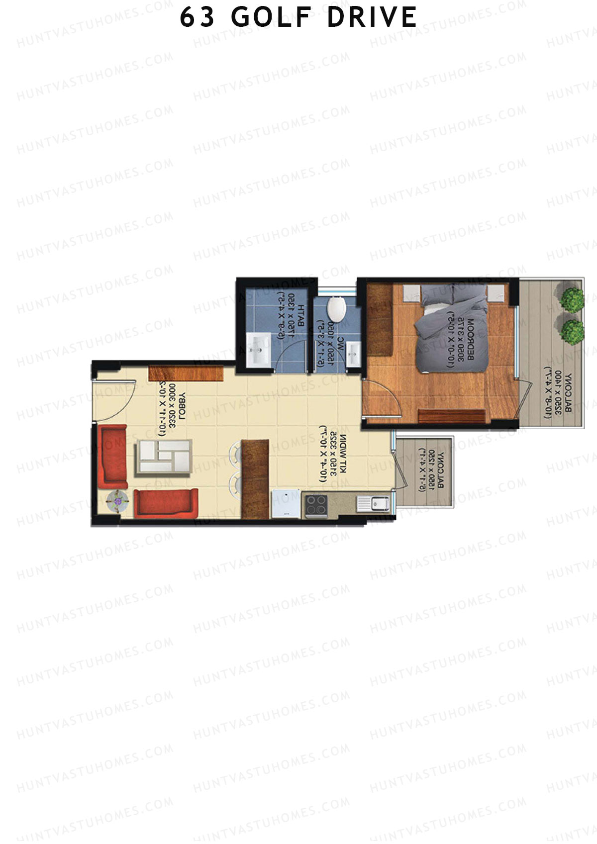 63 Golf Drive Tower F Unit 3 (Type 1A) Floor Plan
