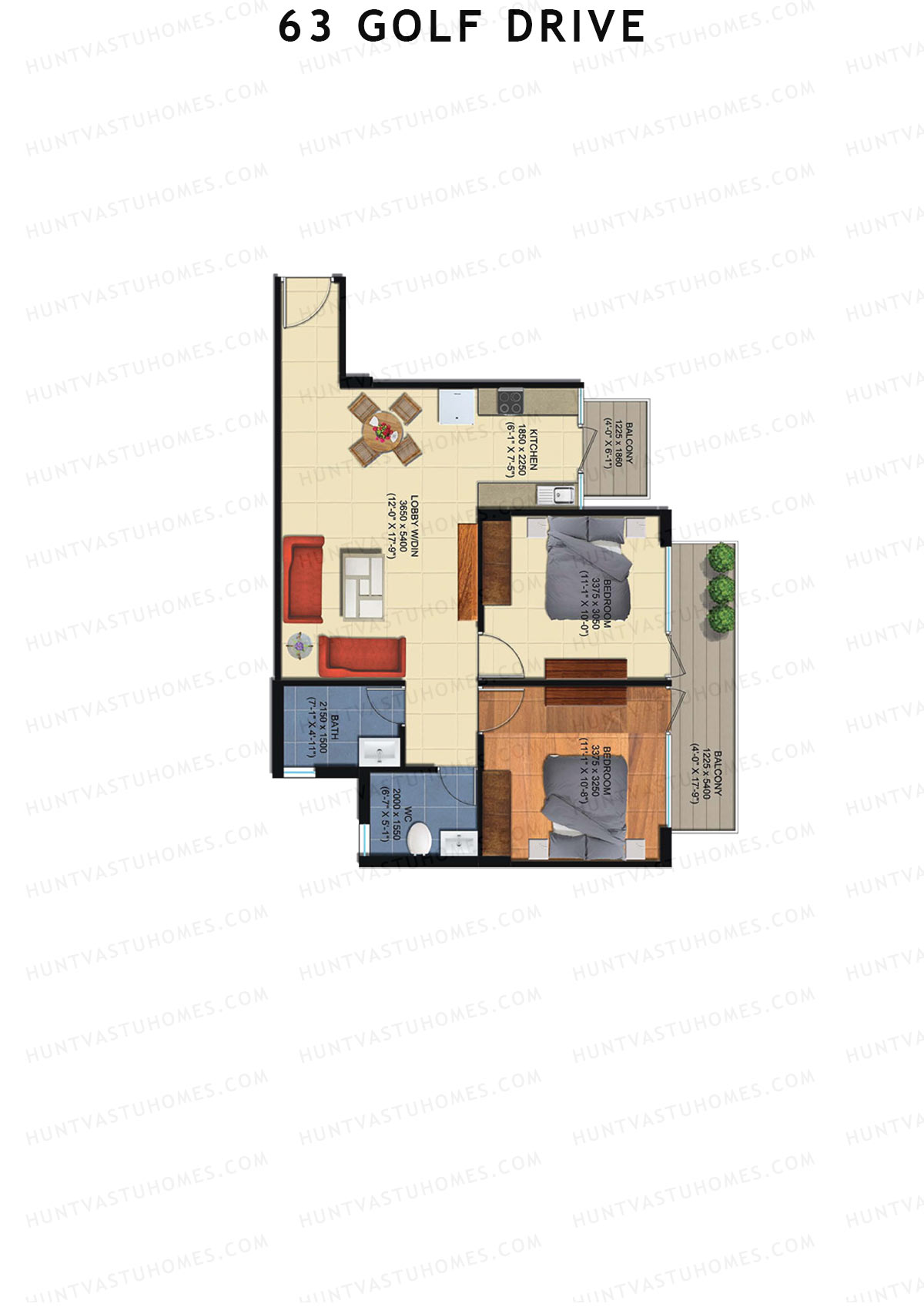 63 Golf Drive Tower F Unit 4 (Type 2B) Floor Plan