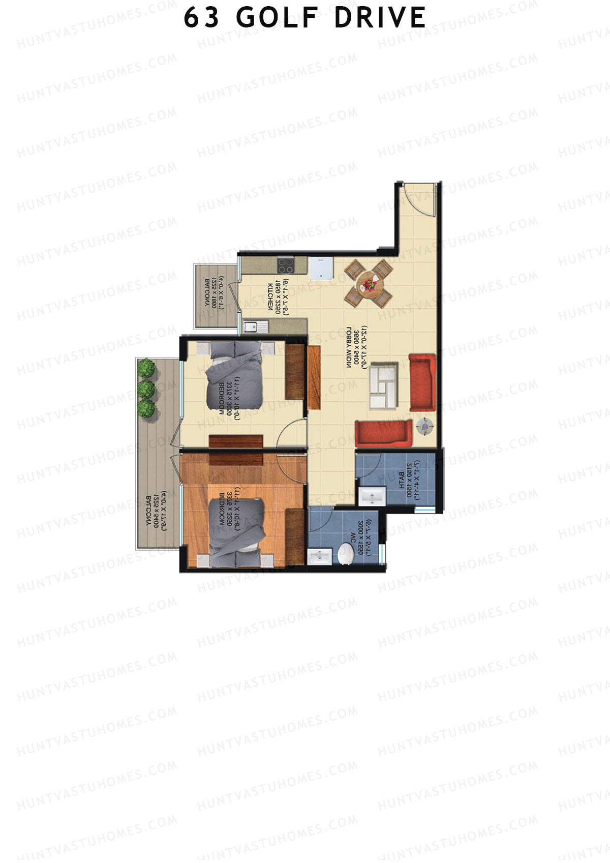 63 Golf Drive Tower F Unit 5 (Type 2B) Floor Plan