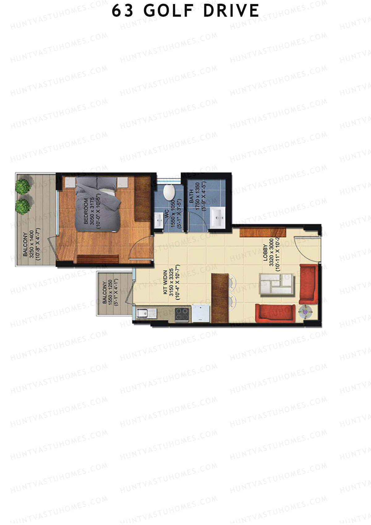 63 Golf Drive Tower F Unit 6 (Type 1A) Floor Plan