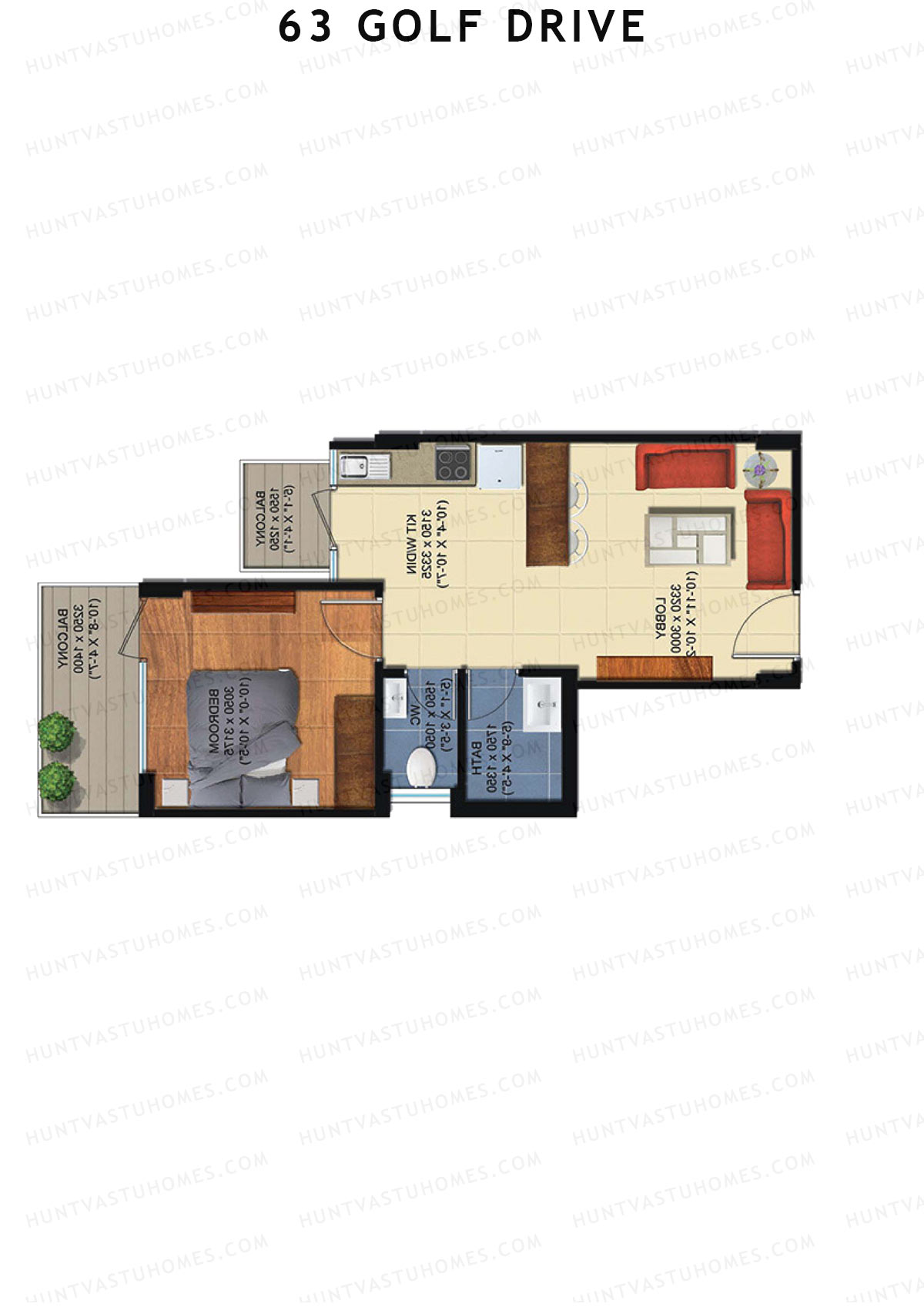 63 Golf Drive Tower F Unit 7 (Type 1A) Floor Plan